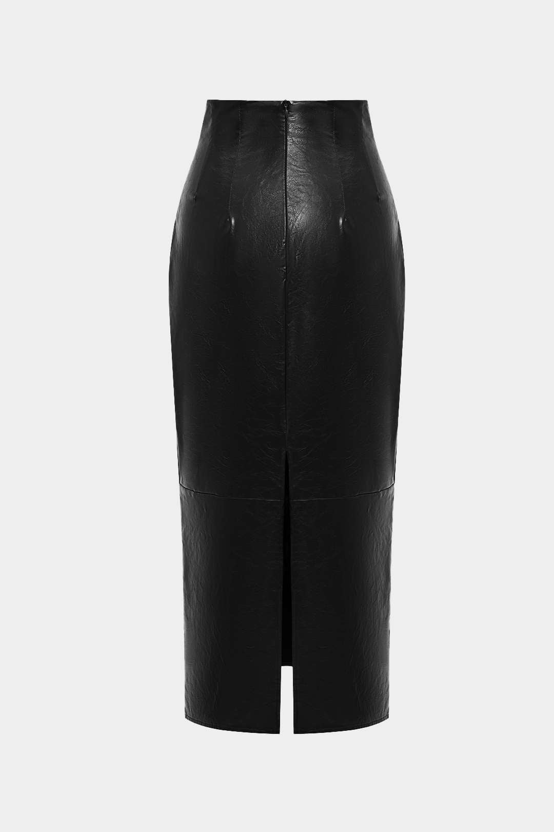 Effen leren-look midirok