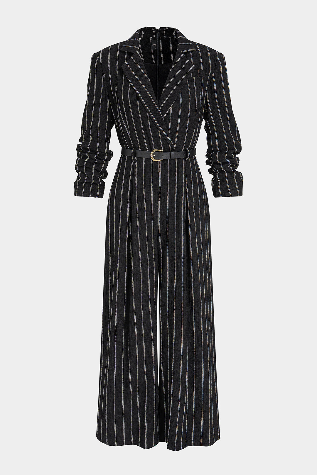 Gestreepte jumpsuit met V-hals en riem