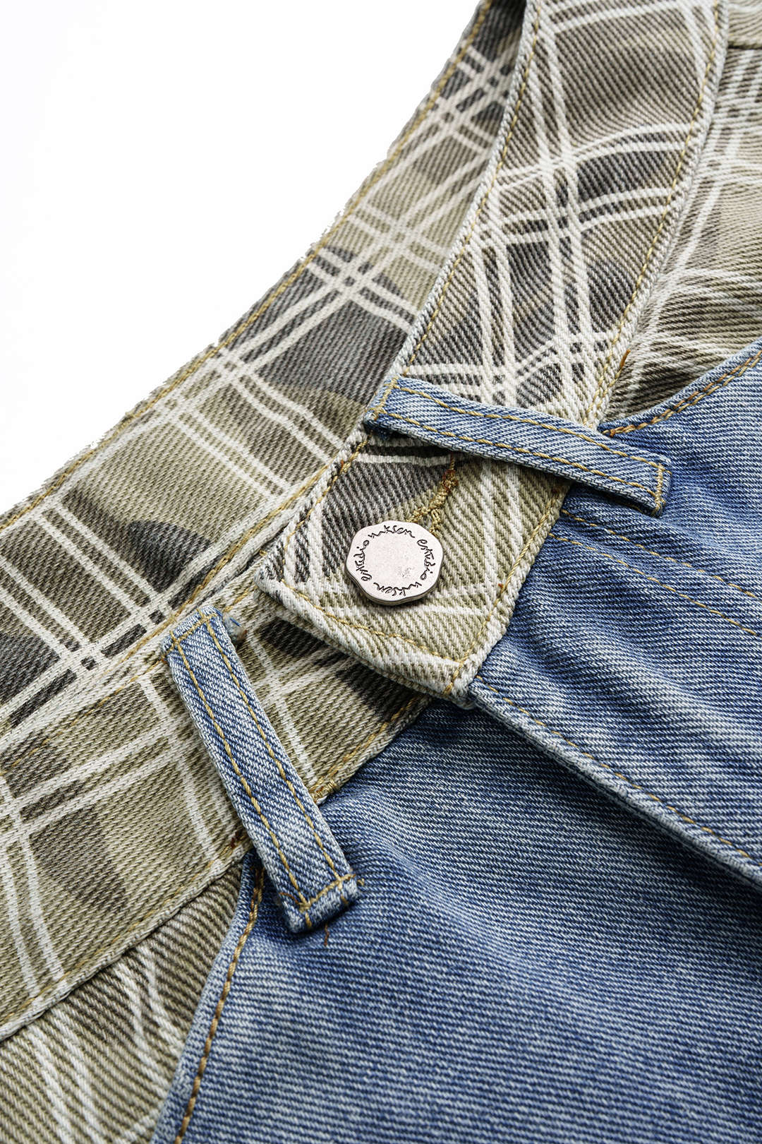 Geruite jeans met wijde pijpen