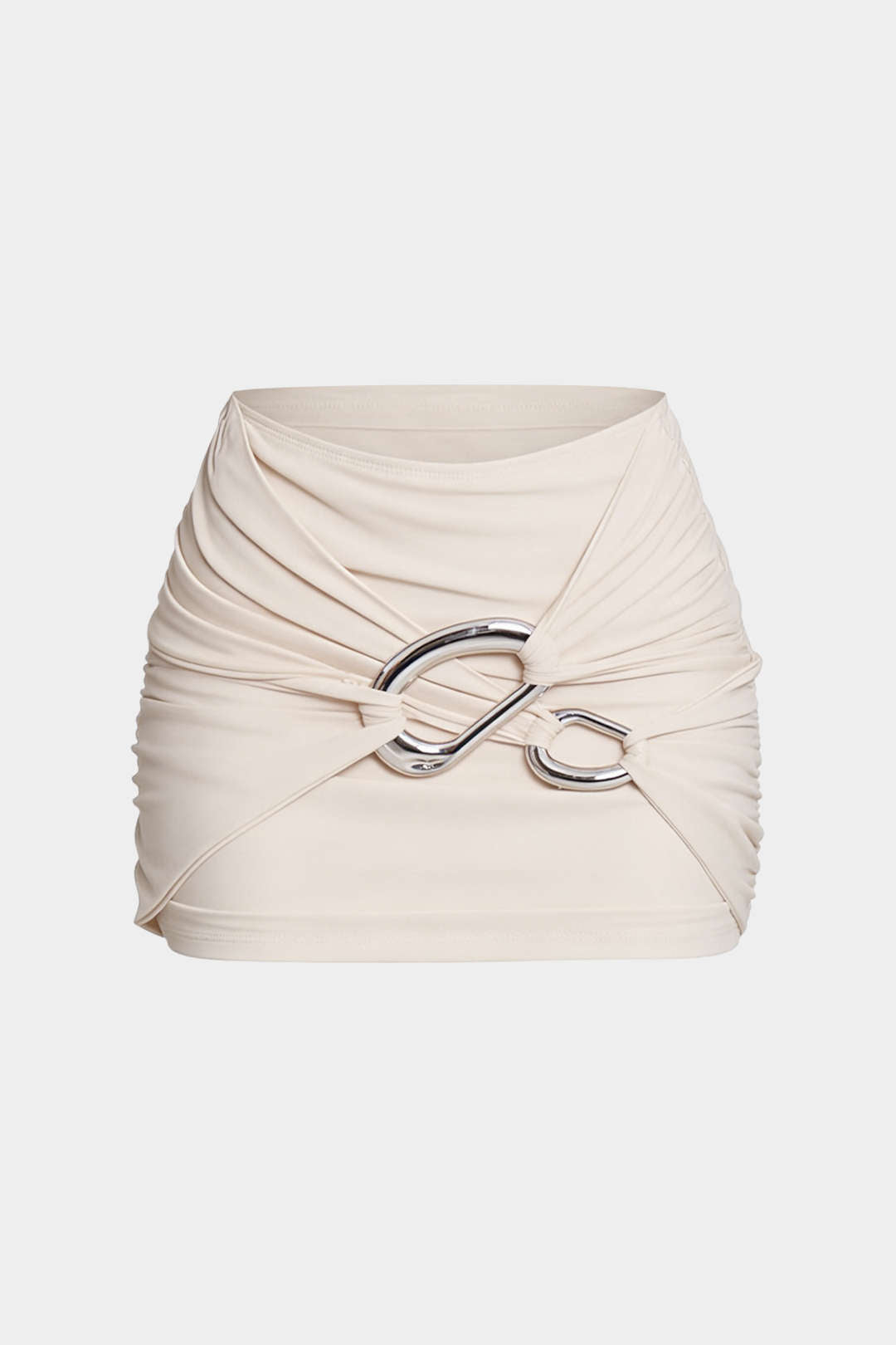 Asymmetrische metallic minirok met ruches