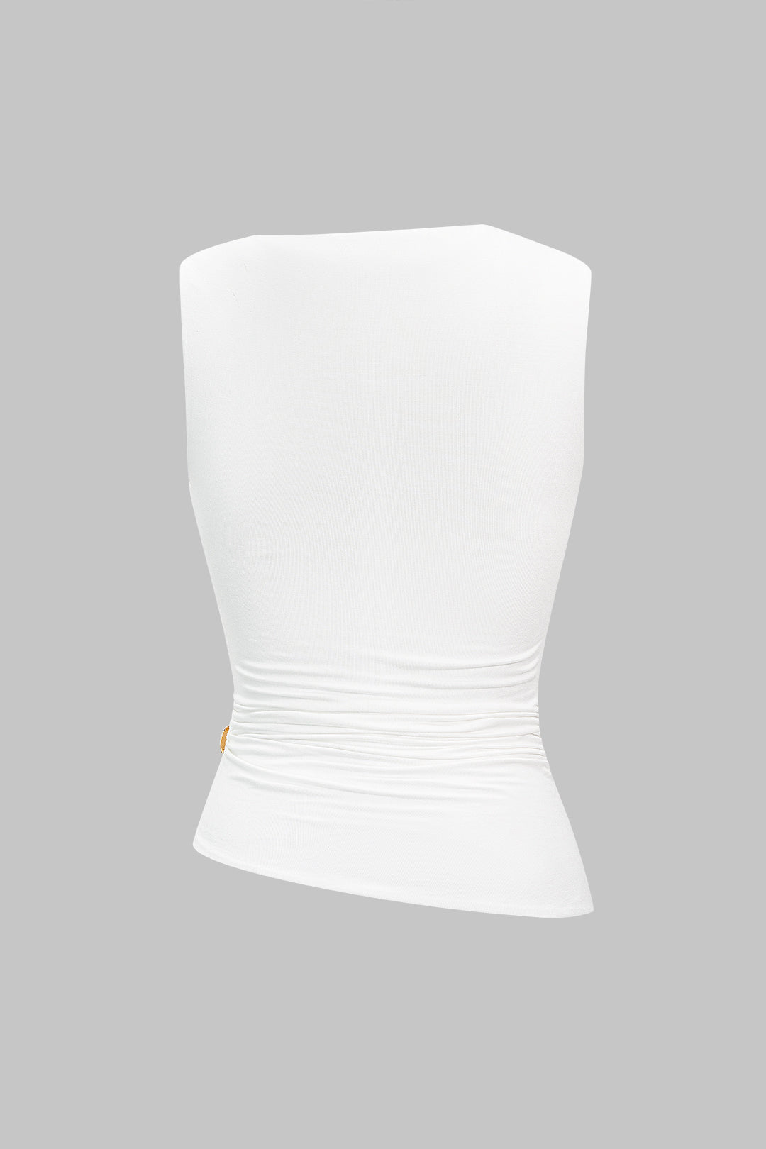 Isa - Metallic asymmetrische tanktop met ruches