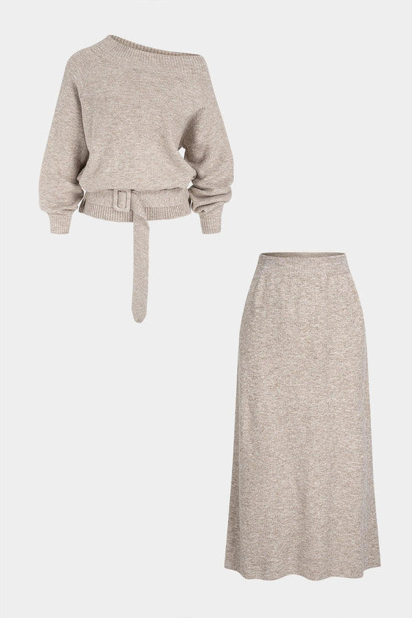 Gebreide set met top en maxirok