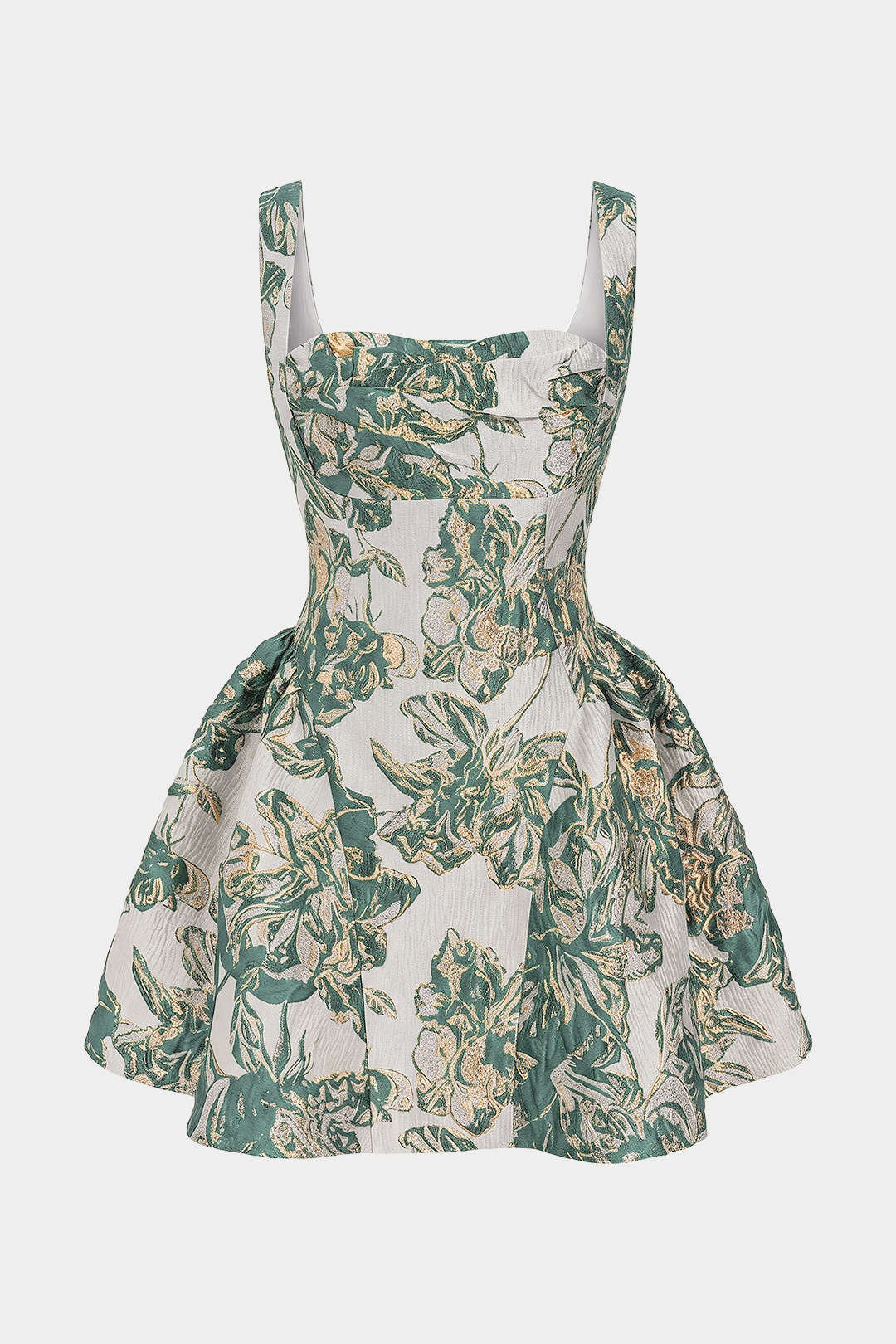 Bloemenprint mouwloze minijurk met vierkante hals en ruches
