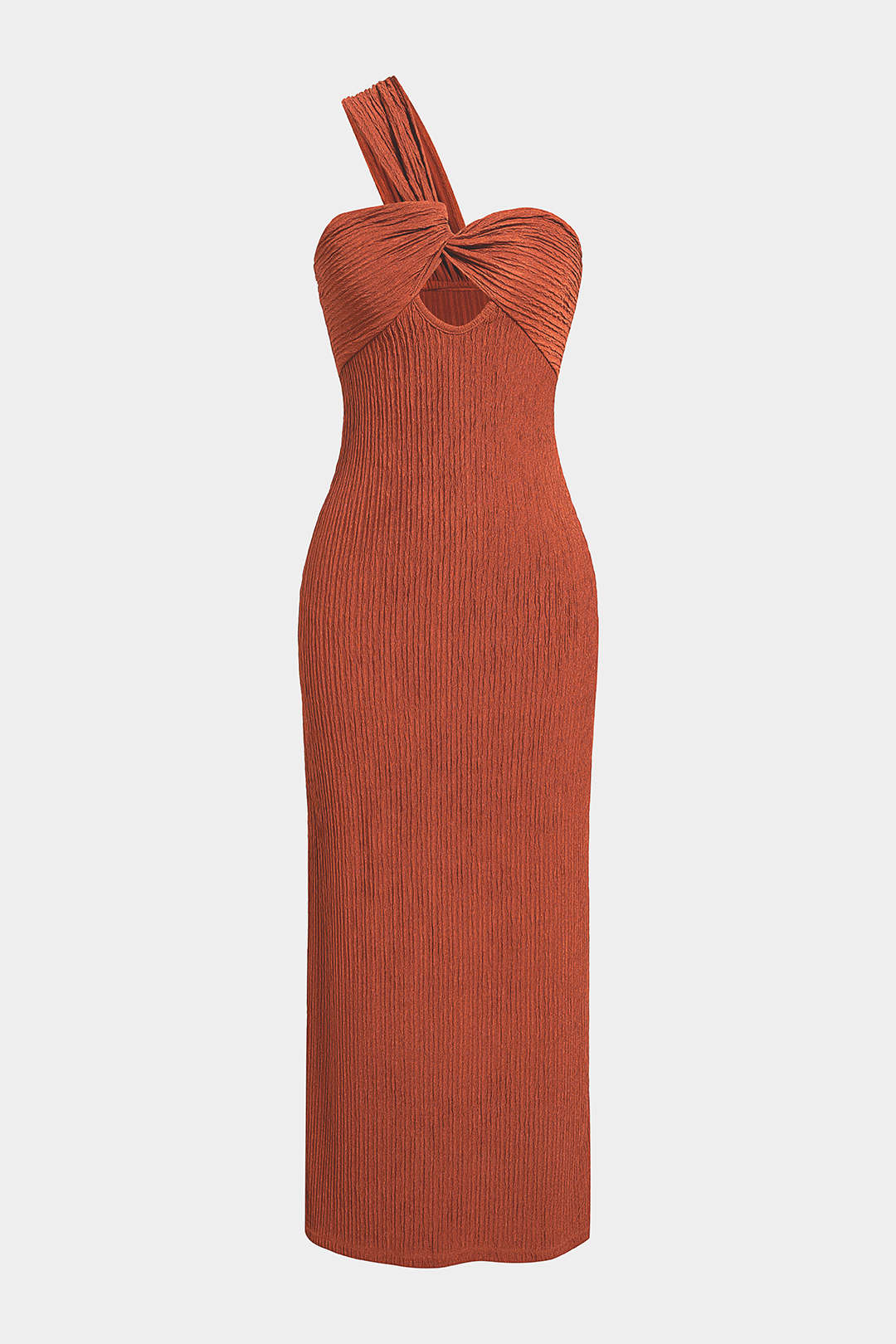 Asymmetrische mouwloze maxijurk met uitsnijding