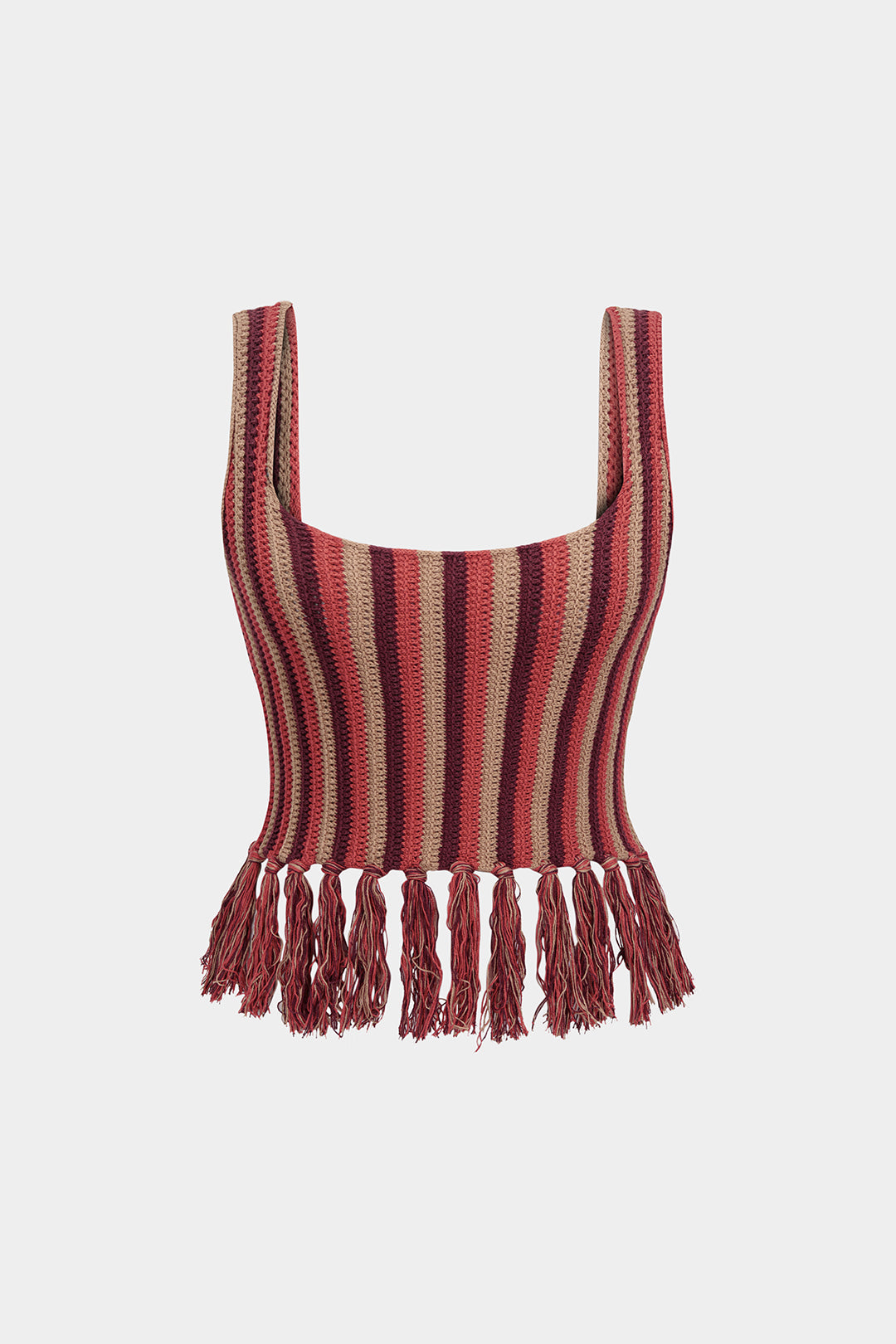 Gebreide gestreepte tanktop met franjes