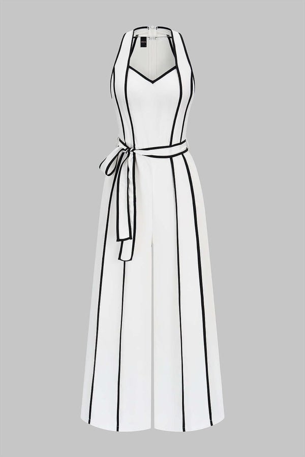 Mouwloze jumpsuit met V-hals en strik
