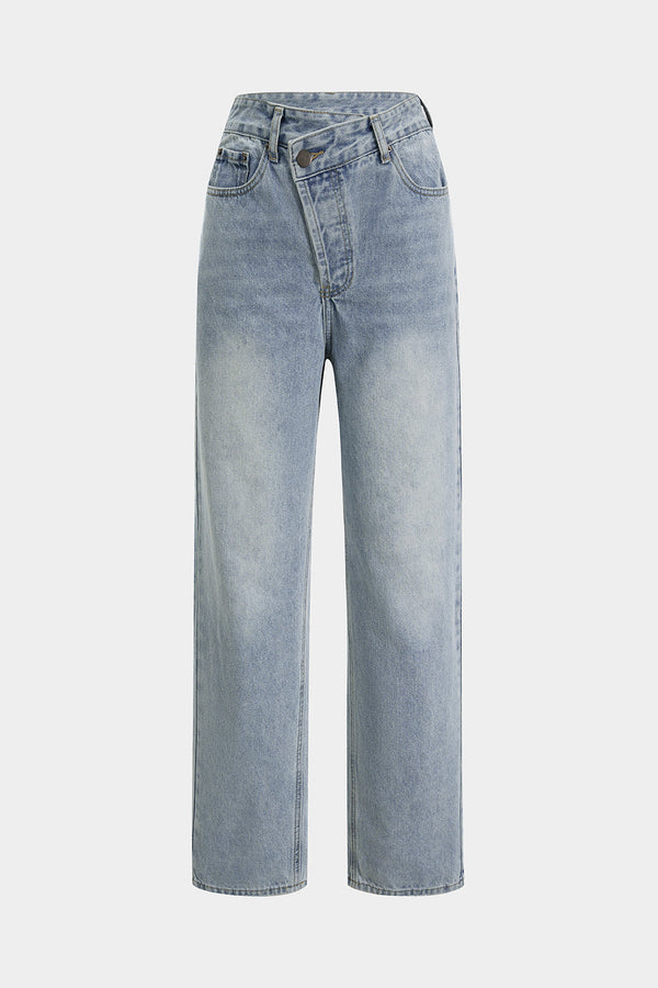 Asymmetrische jeans met rechte pijp