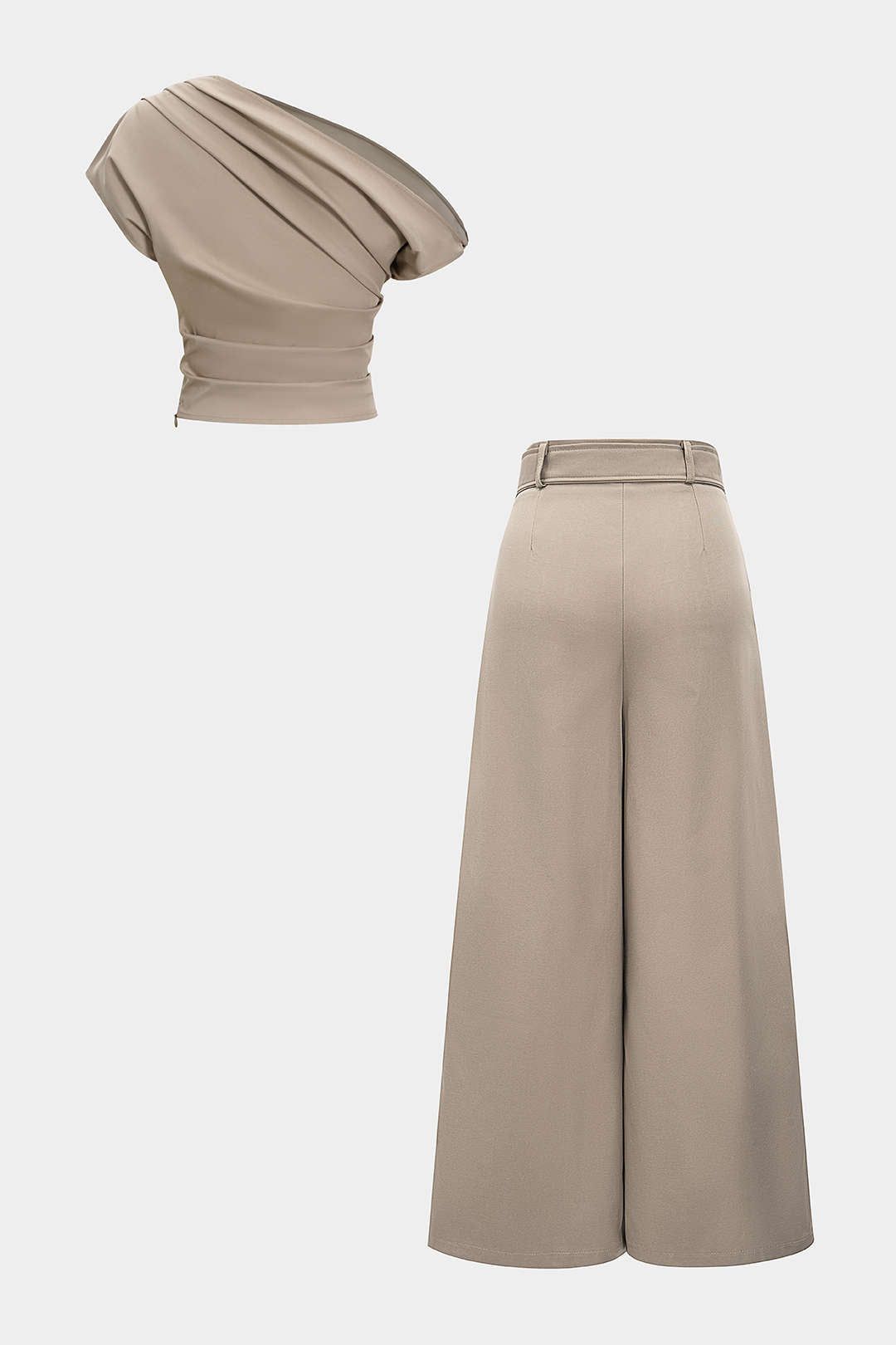 Asymmetrische set met top en pantalon