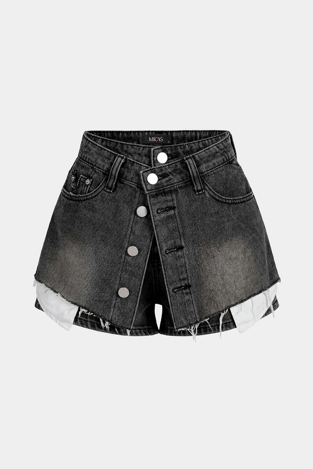 Nova - Denim short met knoopjes en zakken