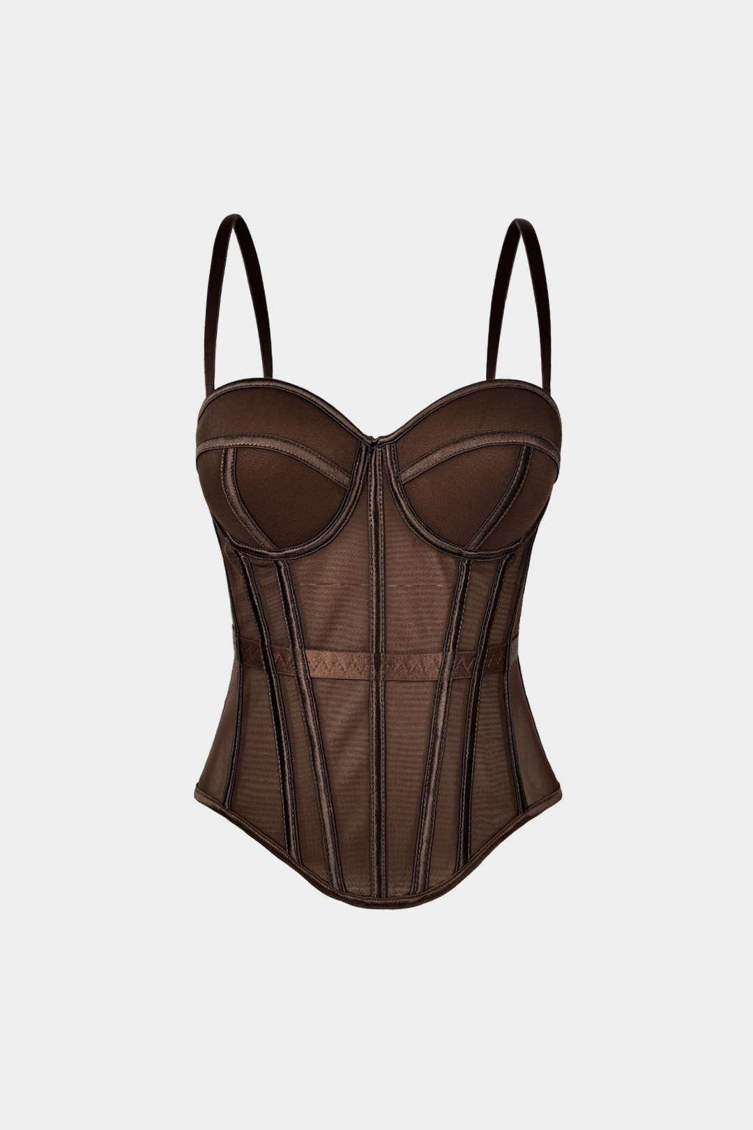 Mesh top met spaghettibandjes