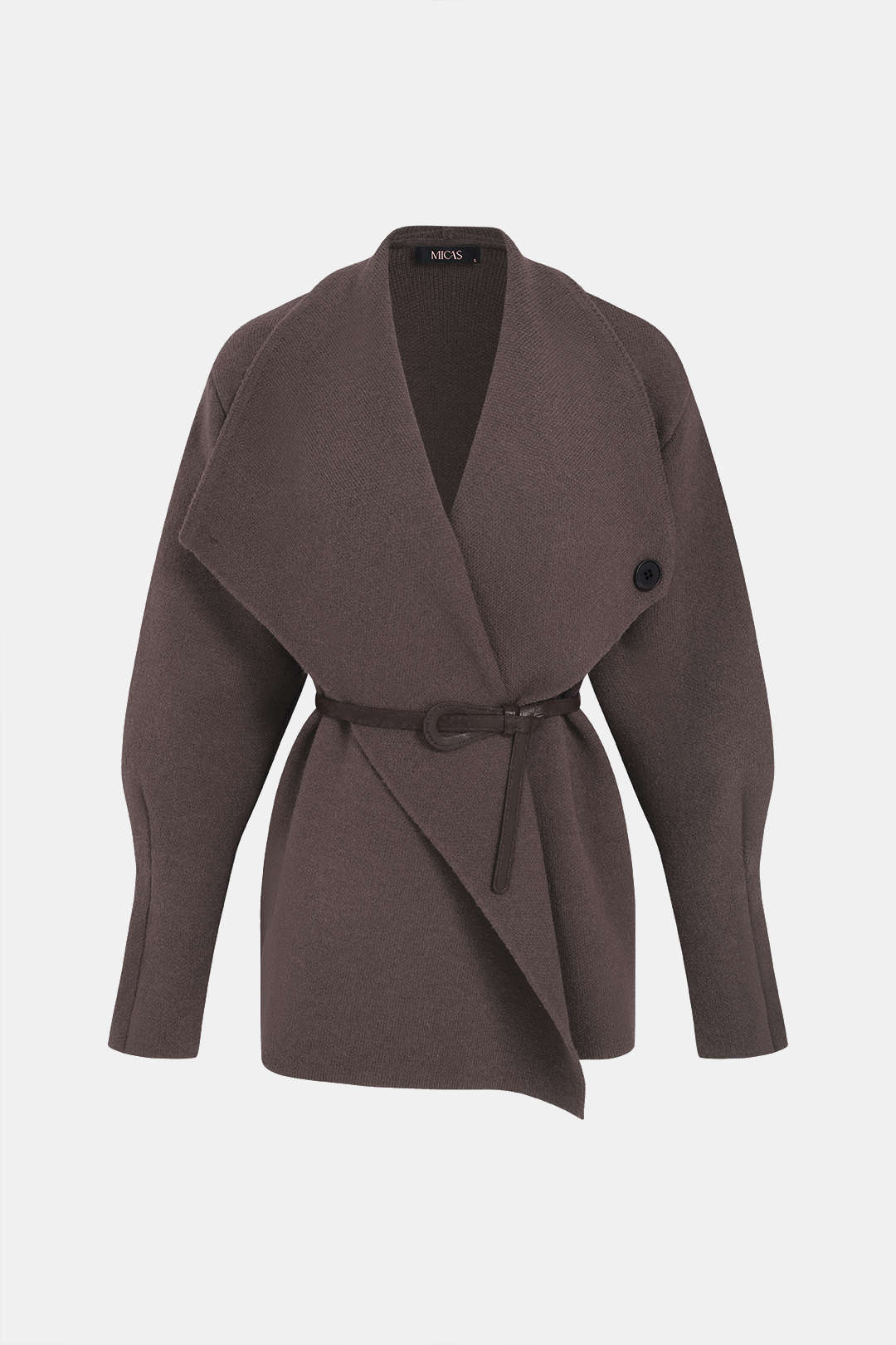 Asymmetrisch vest met revers, riem en knoopjes