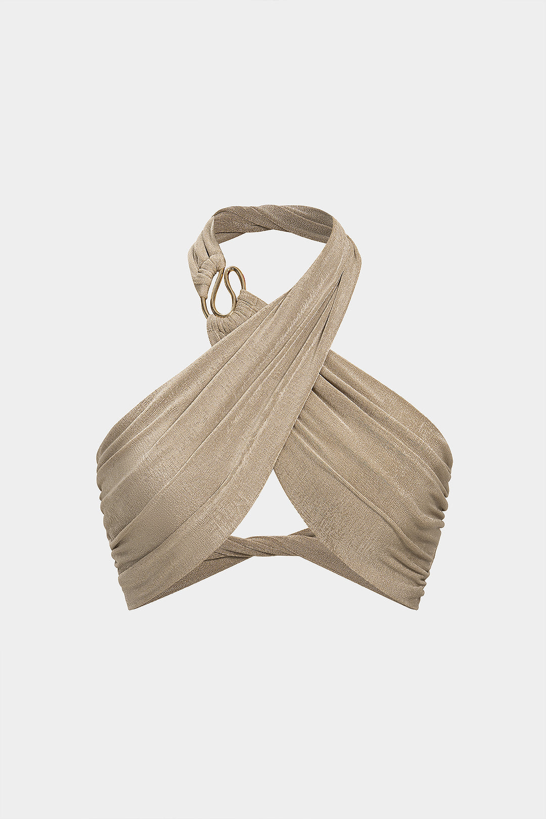 Mouwloze top met ruches, gedraaid detail en knoopdetail