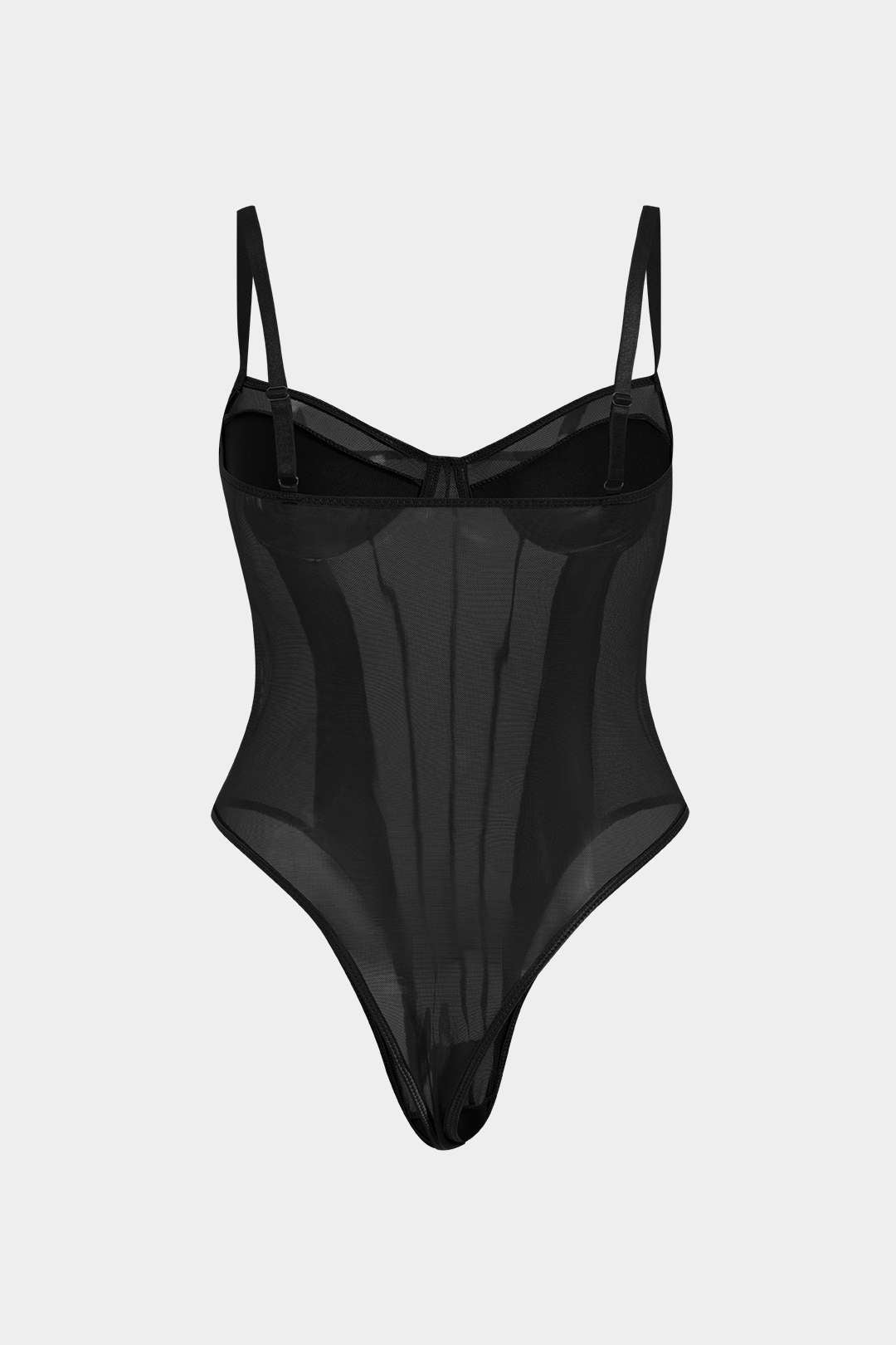 Mesh body met spaghettibandjes