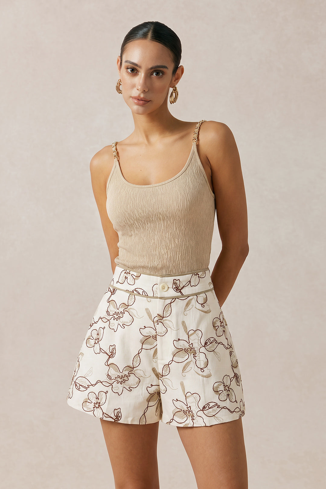 Metallic top met ronde hals