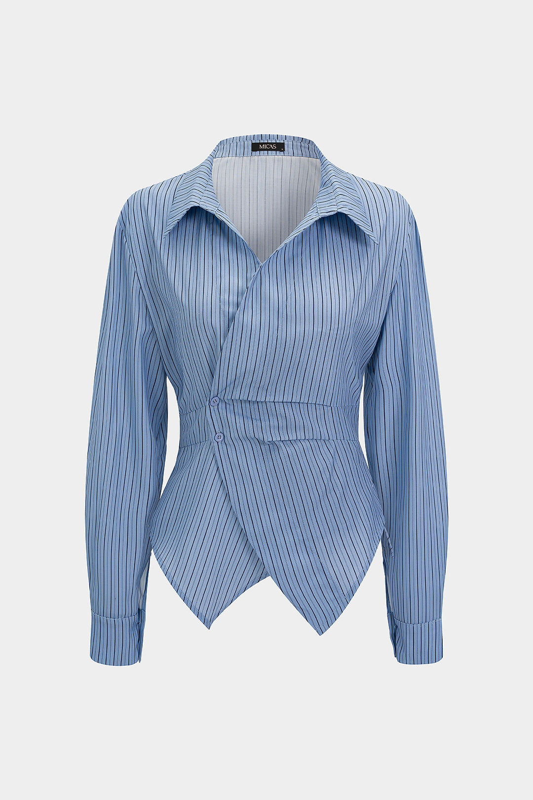 Gestreepte blouse met V-hals, ruches en lange mouwen