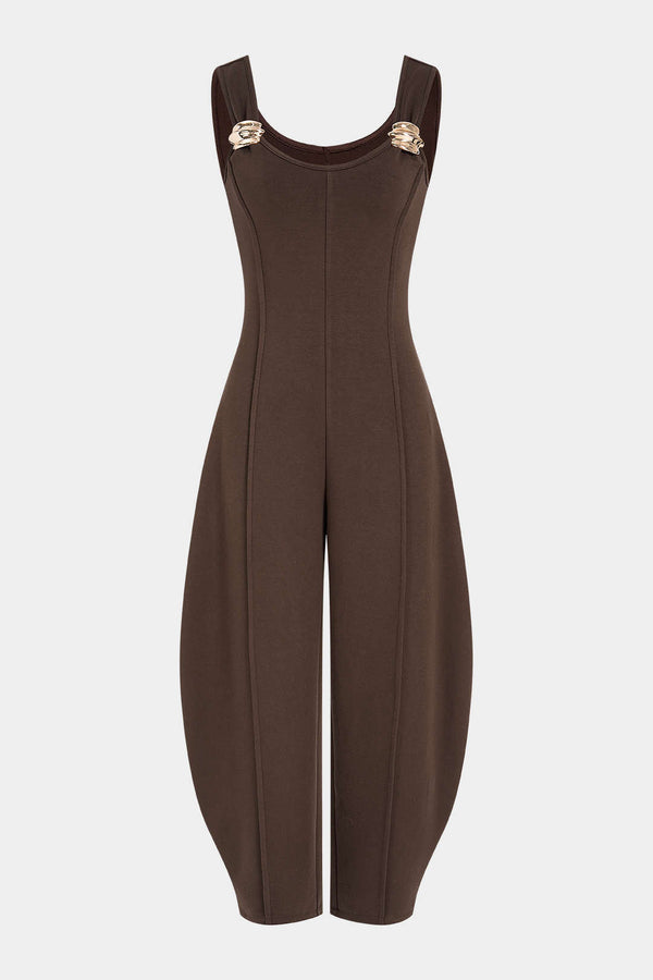 Metallic mouwloze jumpsuit met ballonmodel