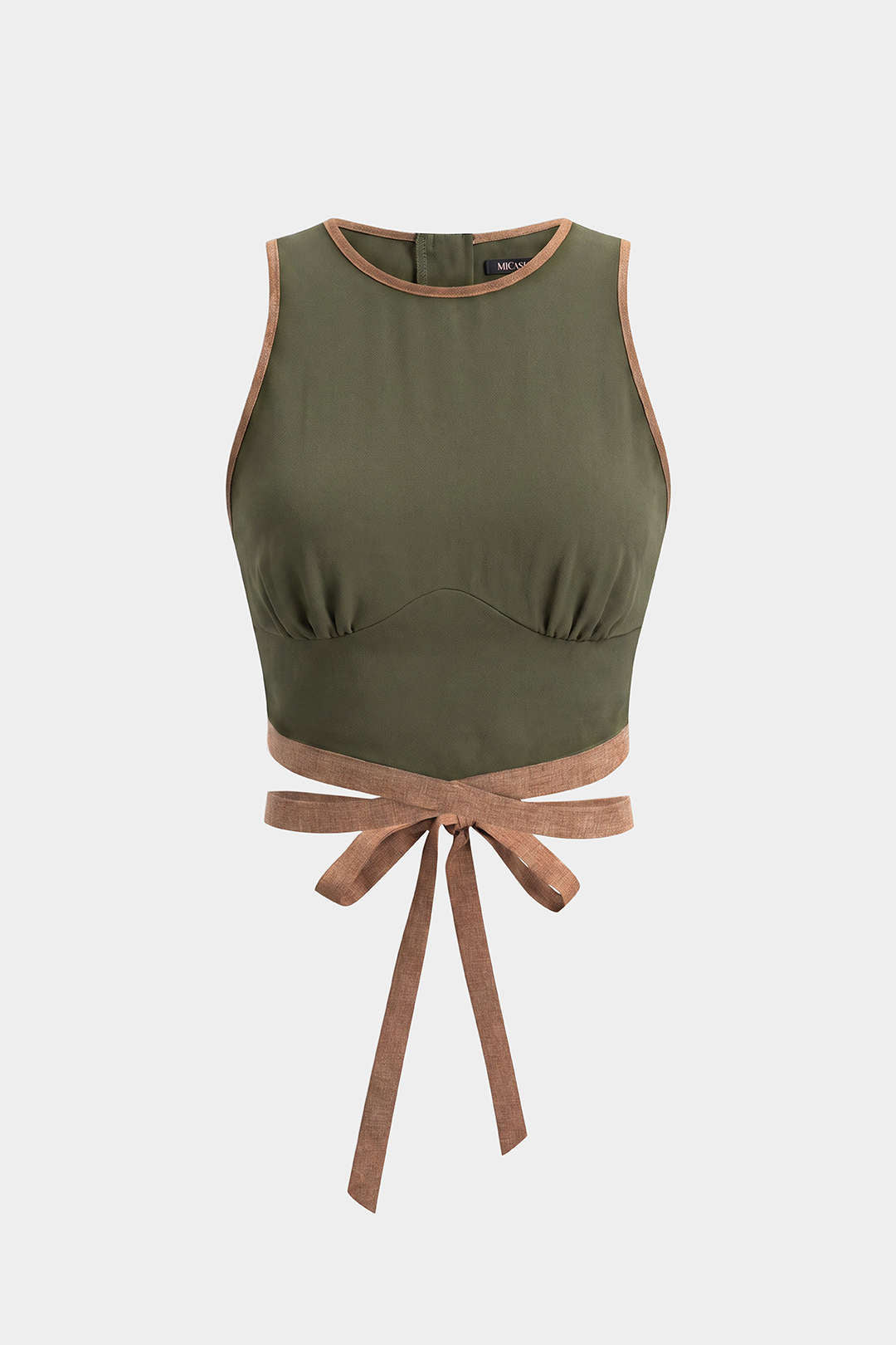 Rosa - Tanktop met ronde hals en strik