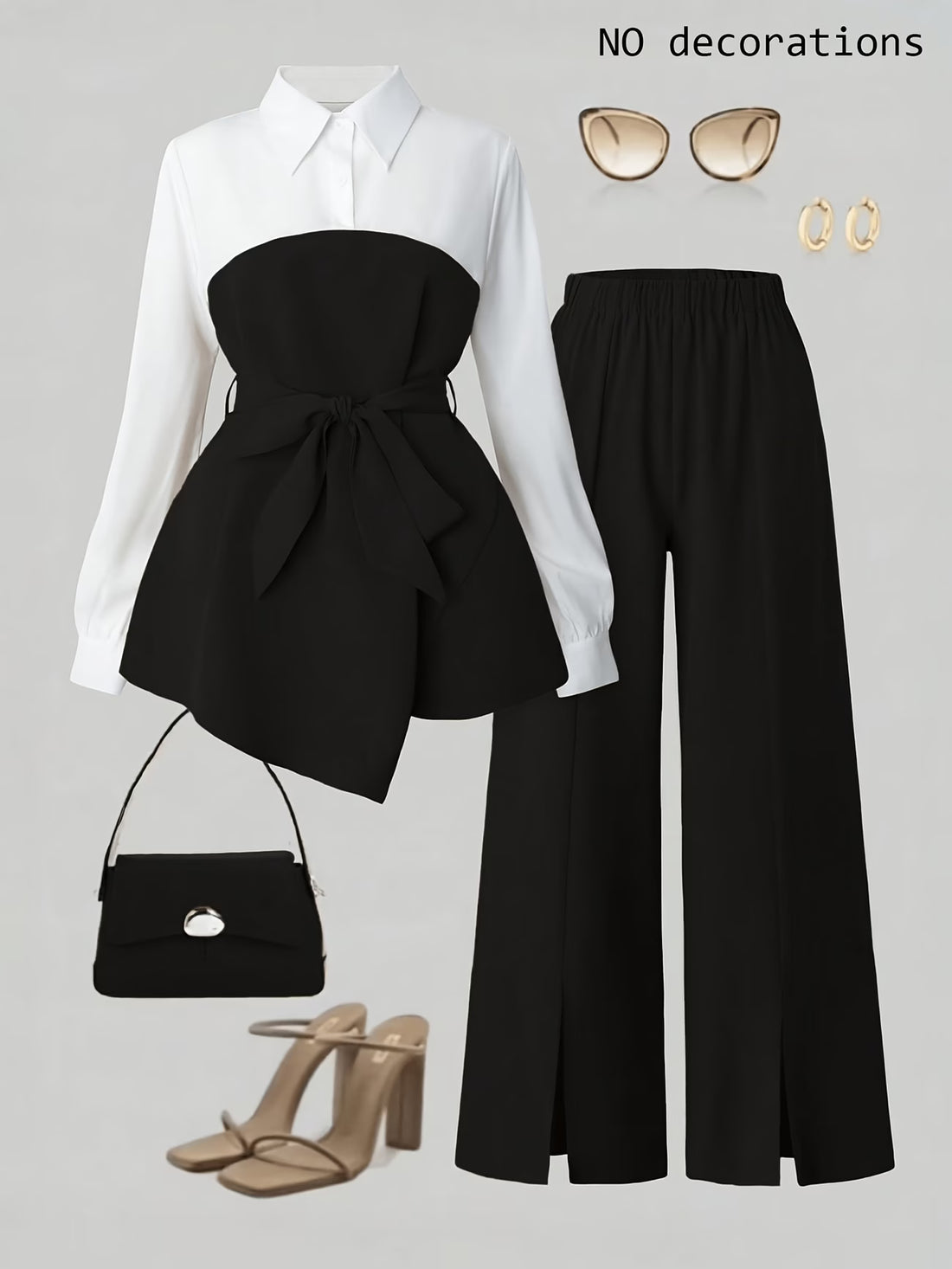 Stylish Two-Piece Blazer Set with Wide-Leg Trousers