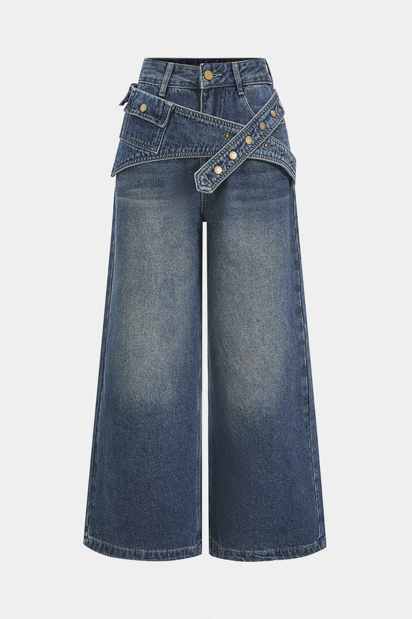 Selin - Asymmetrische jeans met wijde pijpen