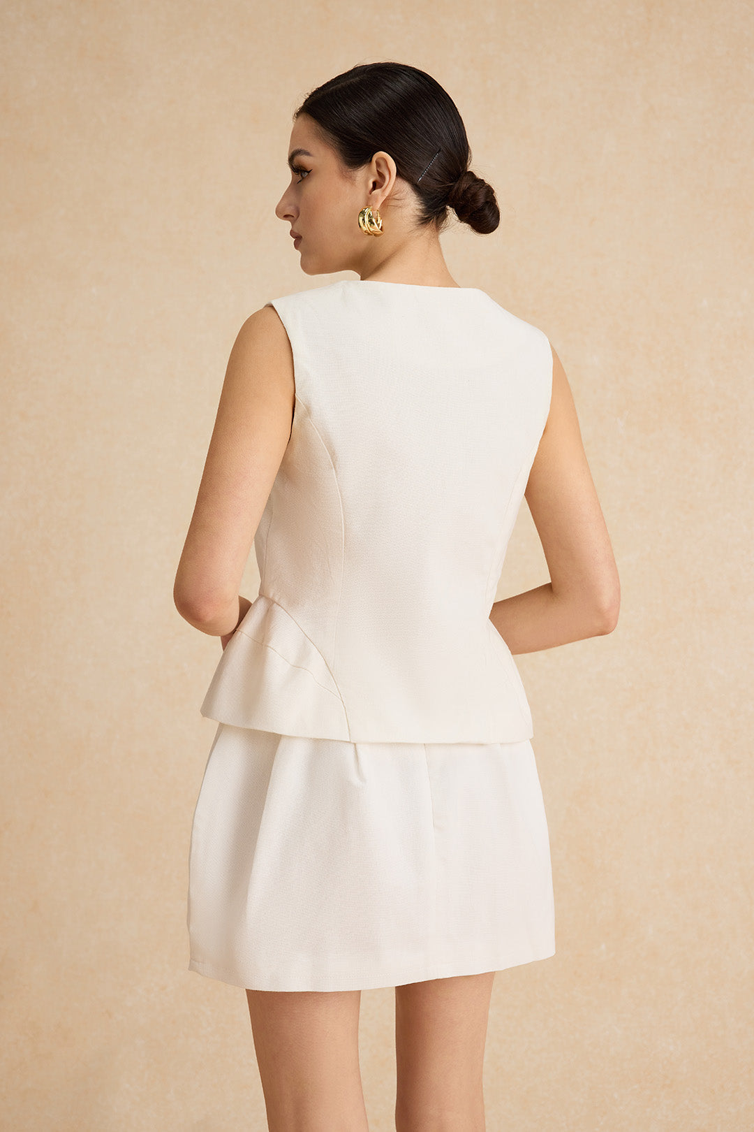 Linnen metallic tanktop met knoopjes
