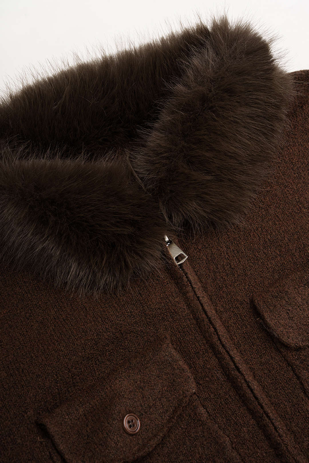 Gebreid patchwork vest met rits en zakken