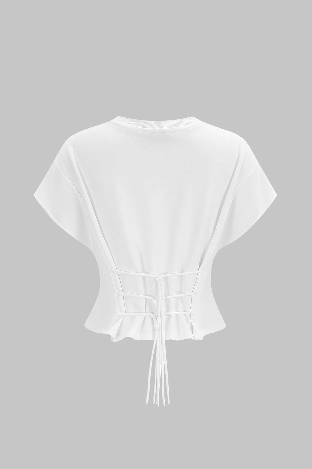 Ayla - T-shirt met ronde hals, strik en korte mouwen