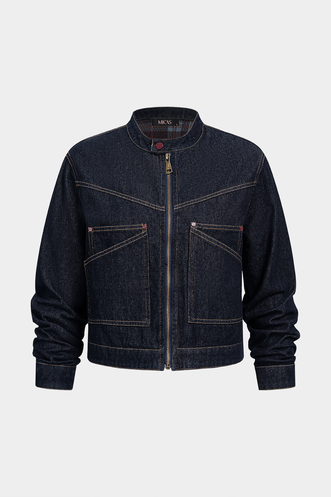 Denim geruit jasje met rits