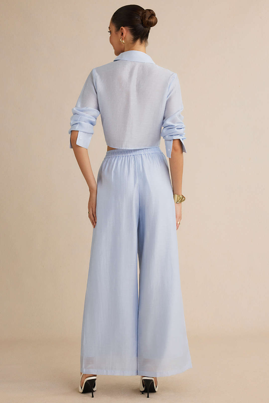 Greta - Metallic blouse met knoopjes en lange mouwen