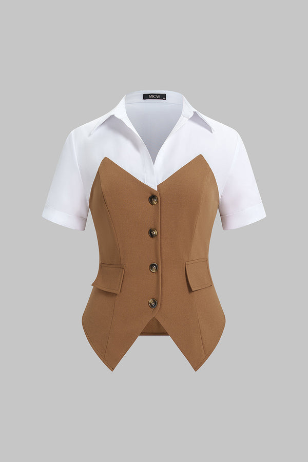 Top met revers en korte mouwen