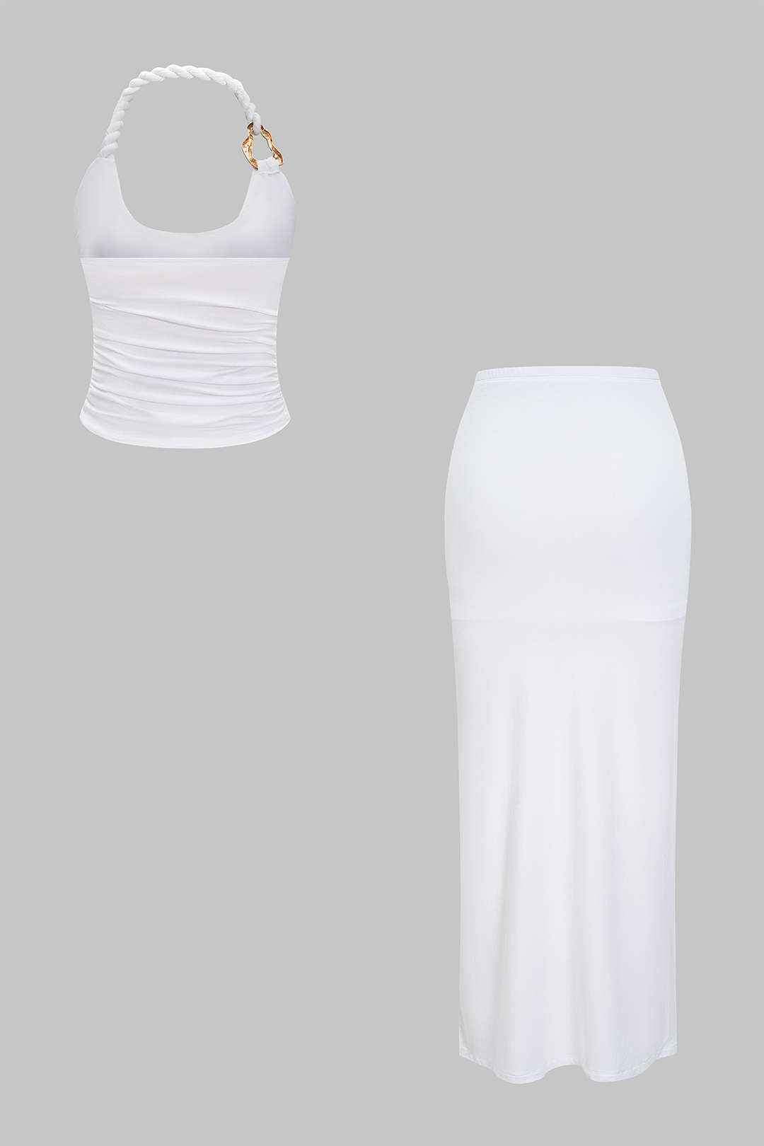 Asymmetrische metallic rok met gedraaid detail