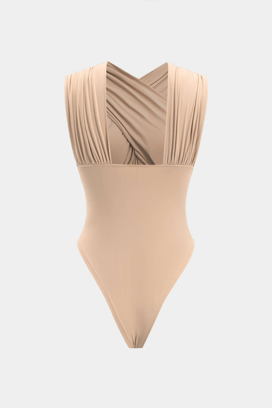 Mouwloze body met ruches en open rug