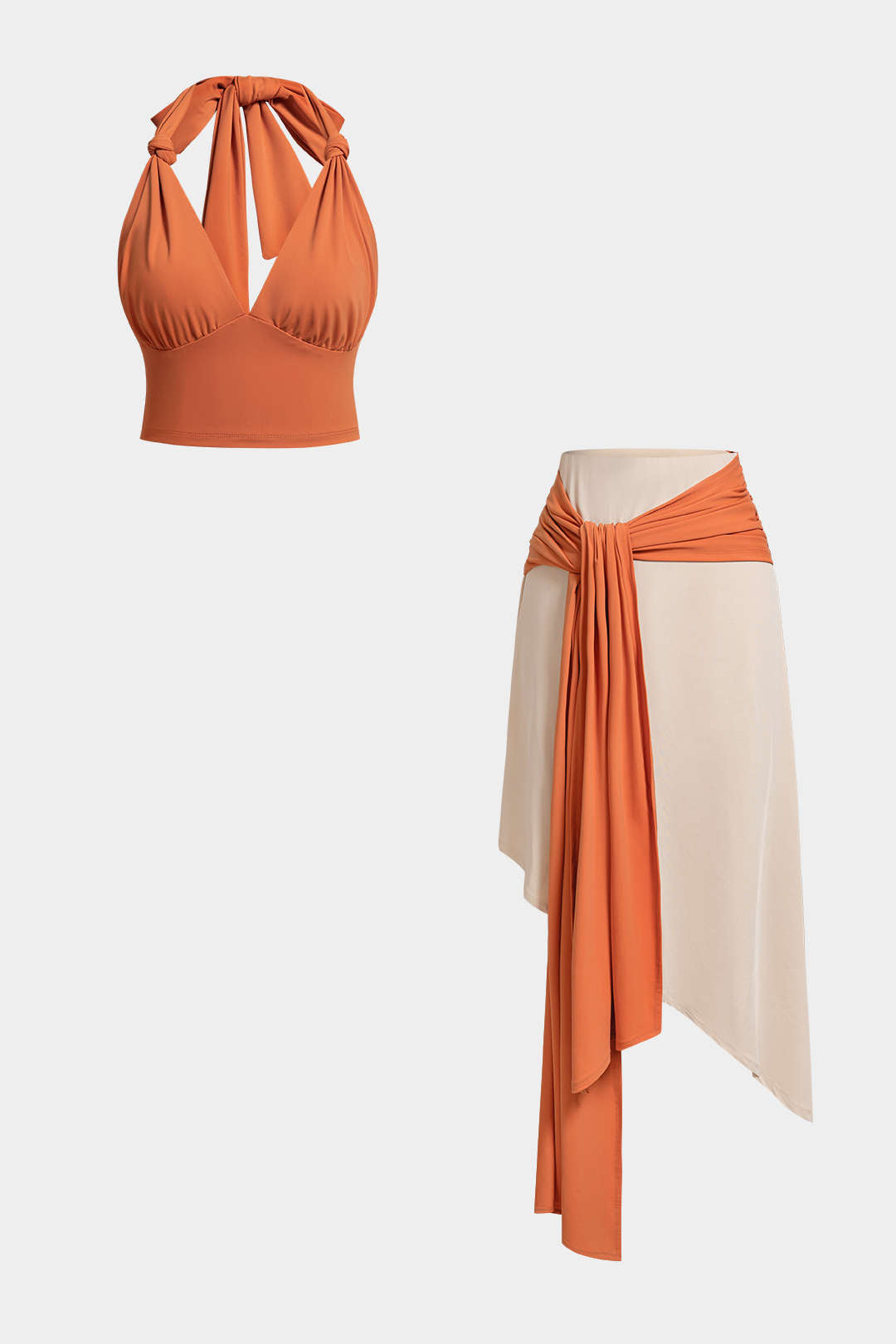 Asymmetrische set met tanktop en rok