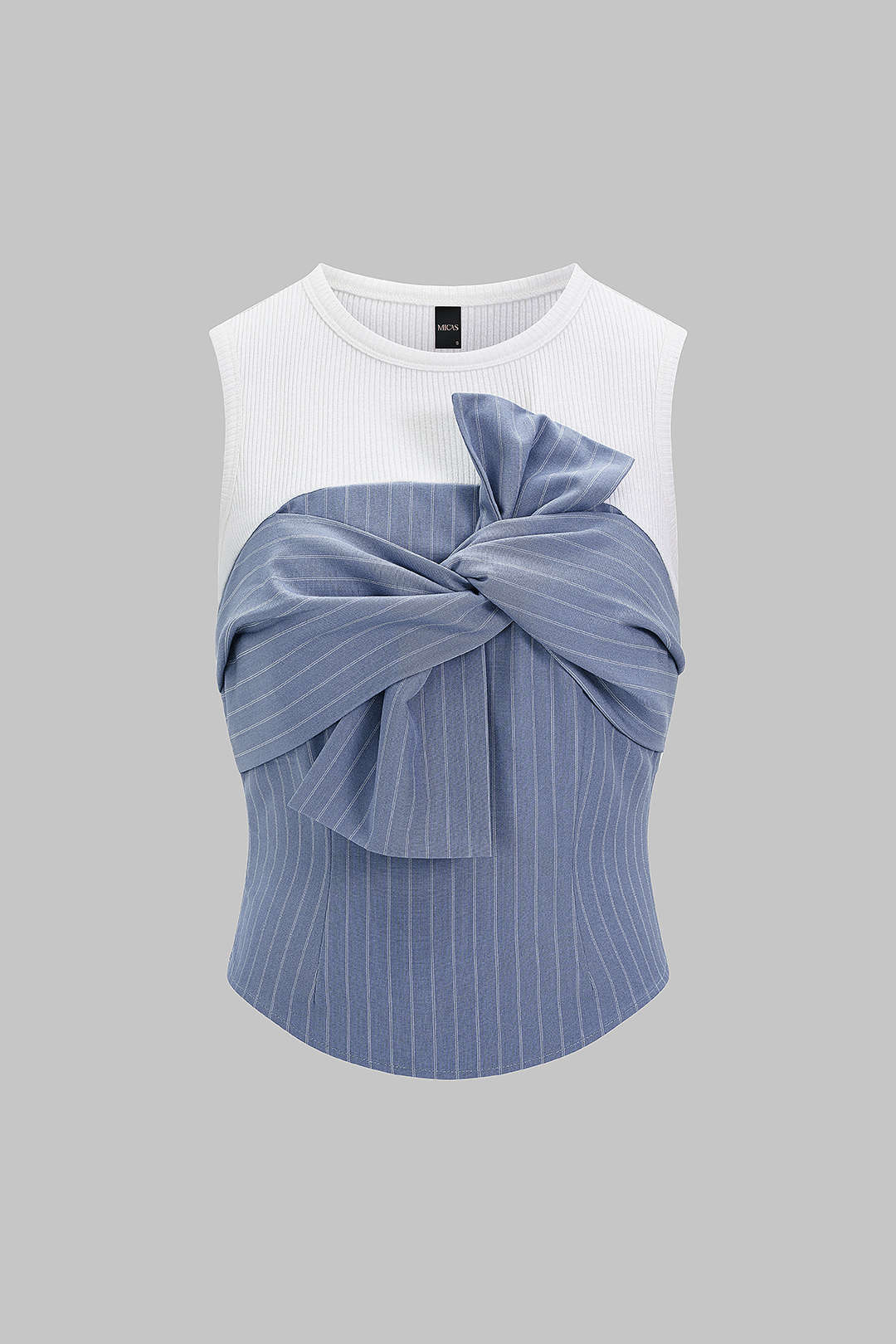 Gestreepte asymmetrische tanktop met knoopdetail