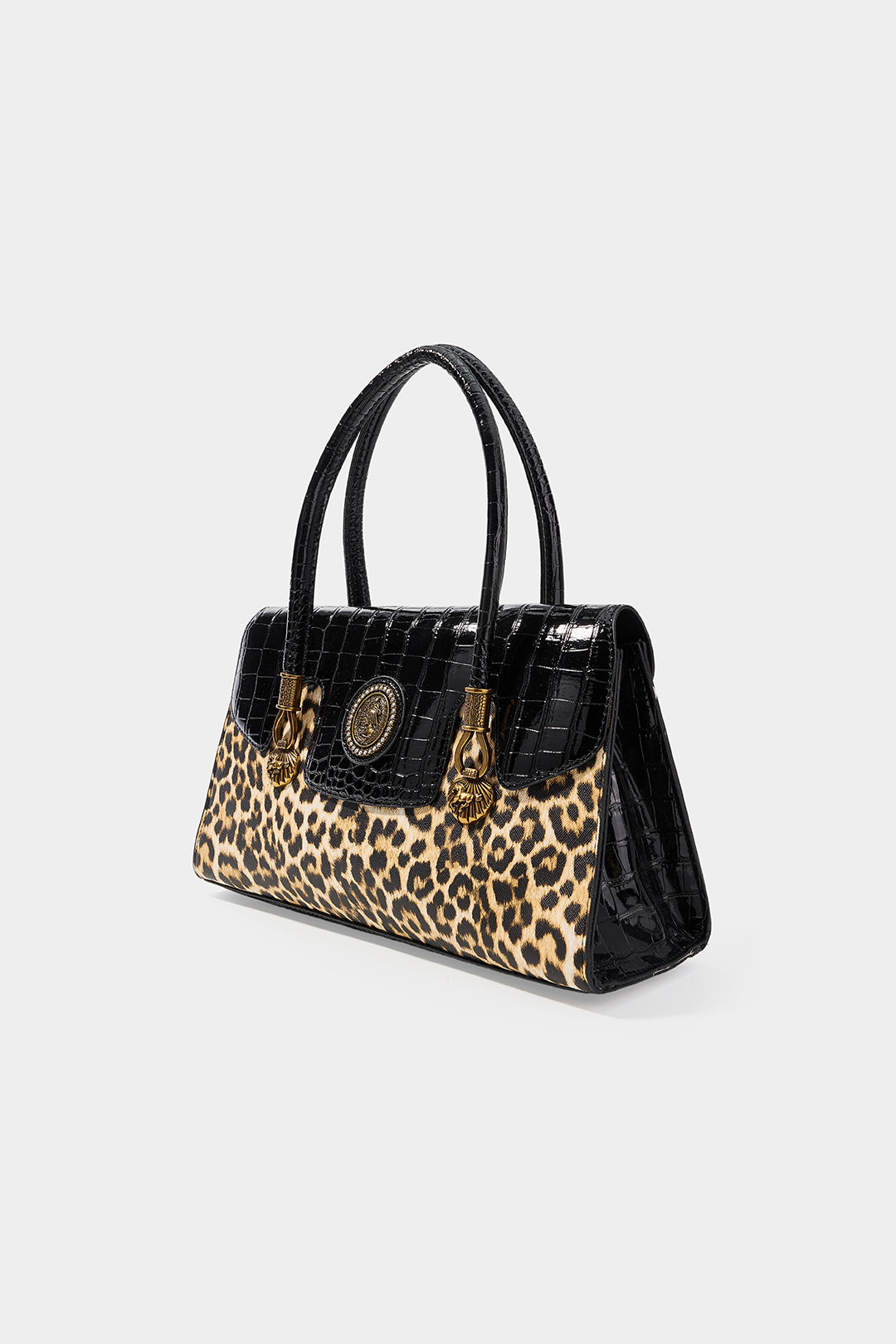 Luipaardprint leren-look shopper