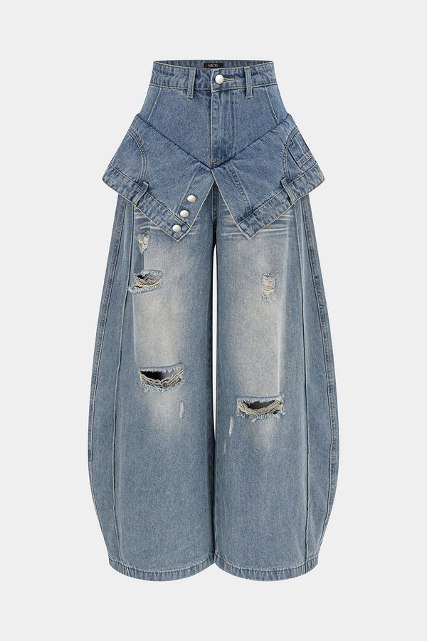 Dana - Asymmetrische jeans met wijde pijpen