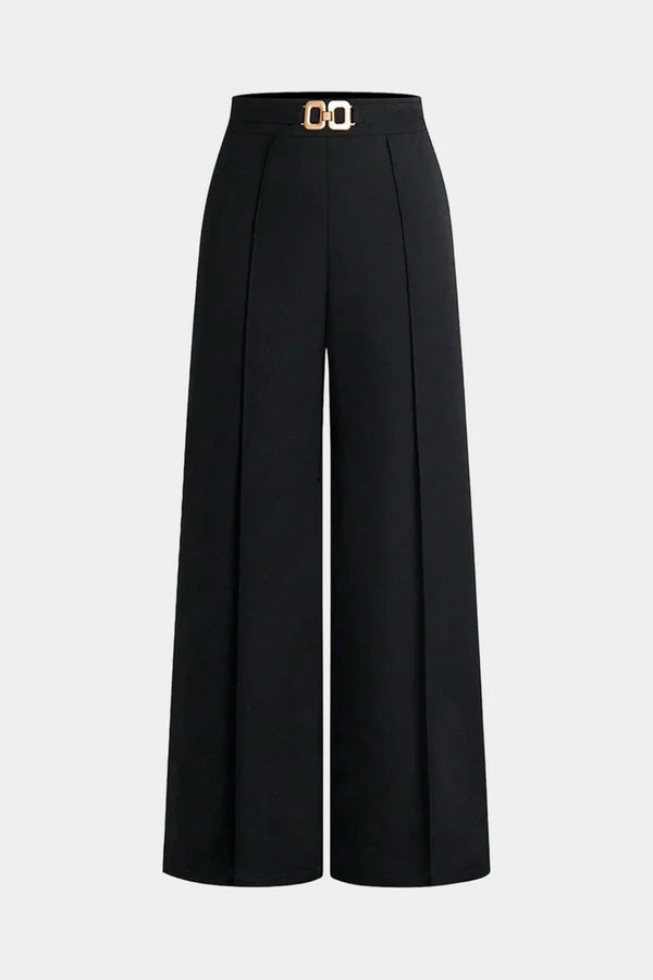 Effen broek met riem en wijde pijpen