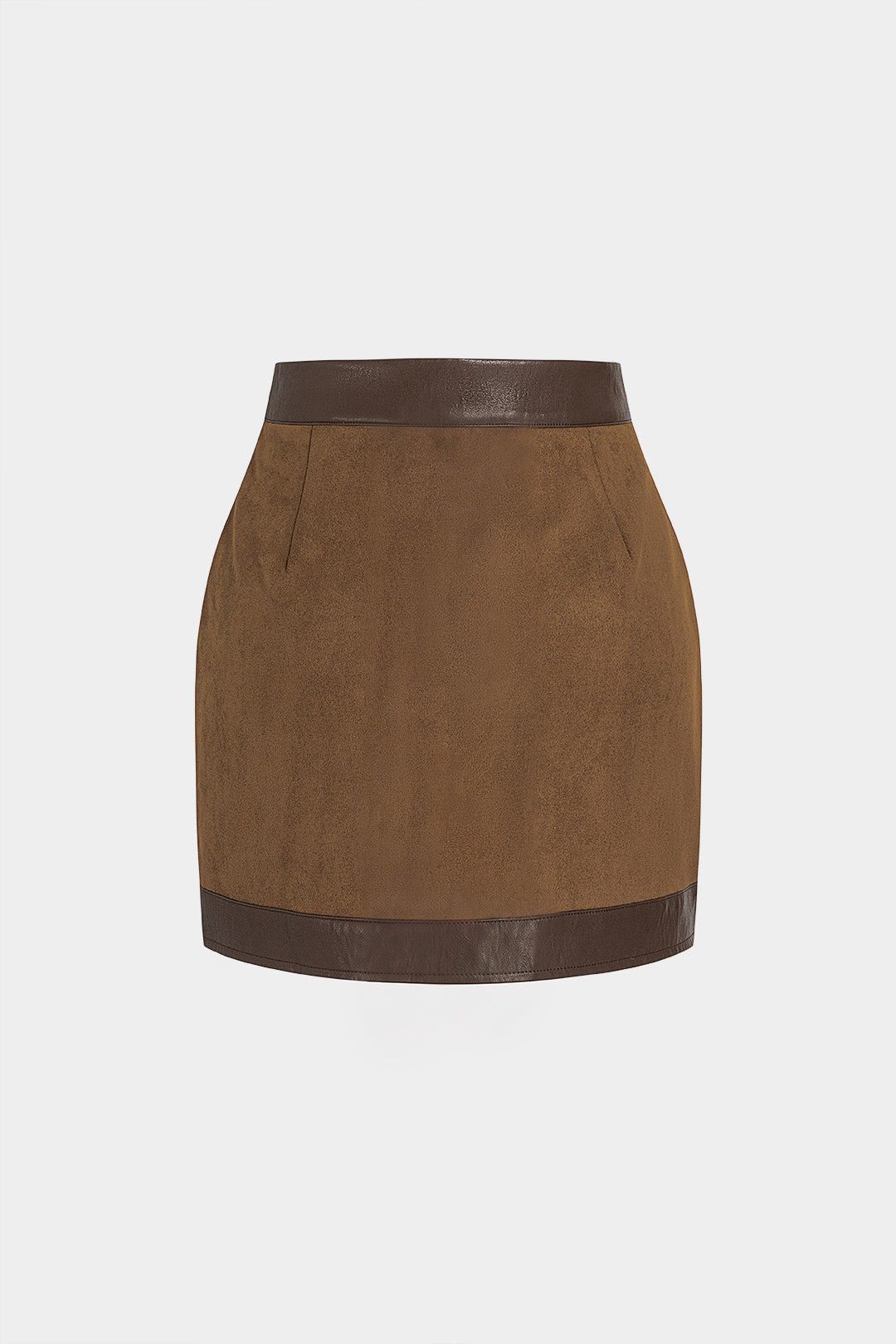 Leren-look patchwork minirok met rits