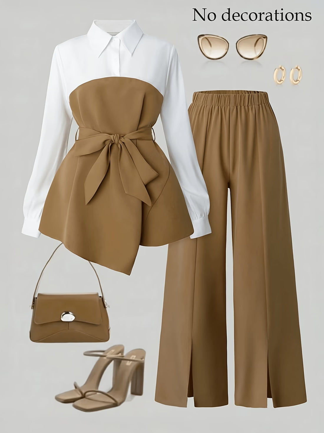 Stylish Two-Piece Blazer Set with Wide-Leg Trousers