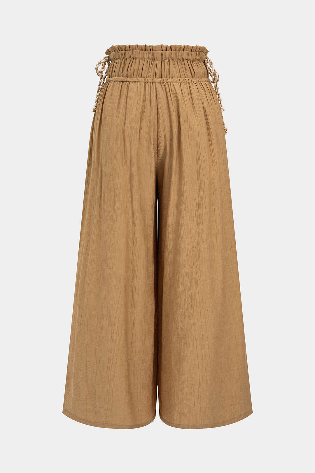 Broek met strik, smokwerk en ruches