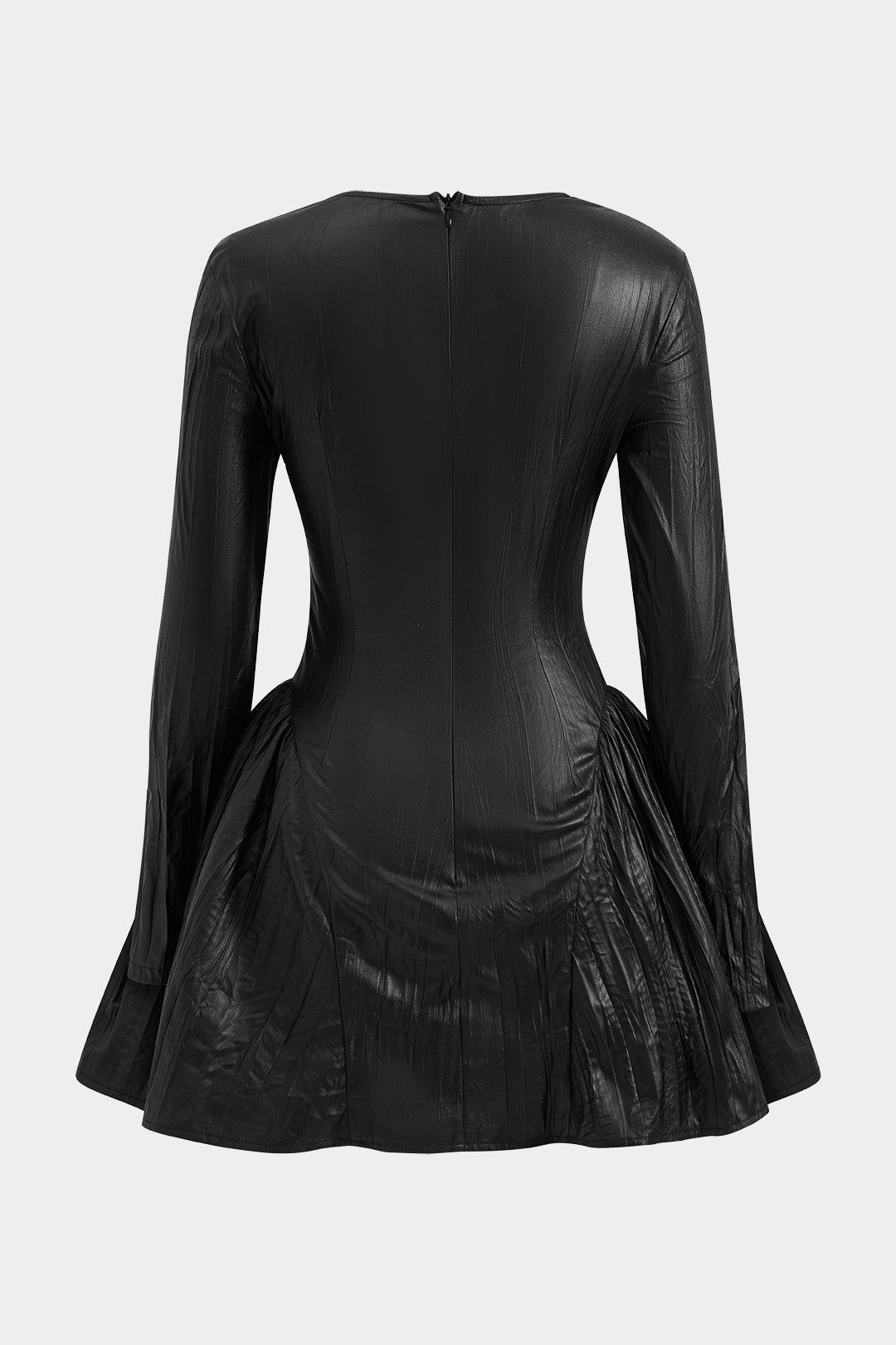 Livia - Asymmetrische minijurk met ruches en lange mouwen