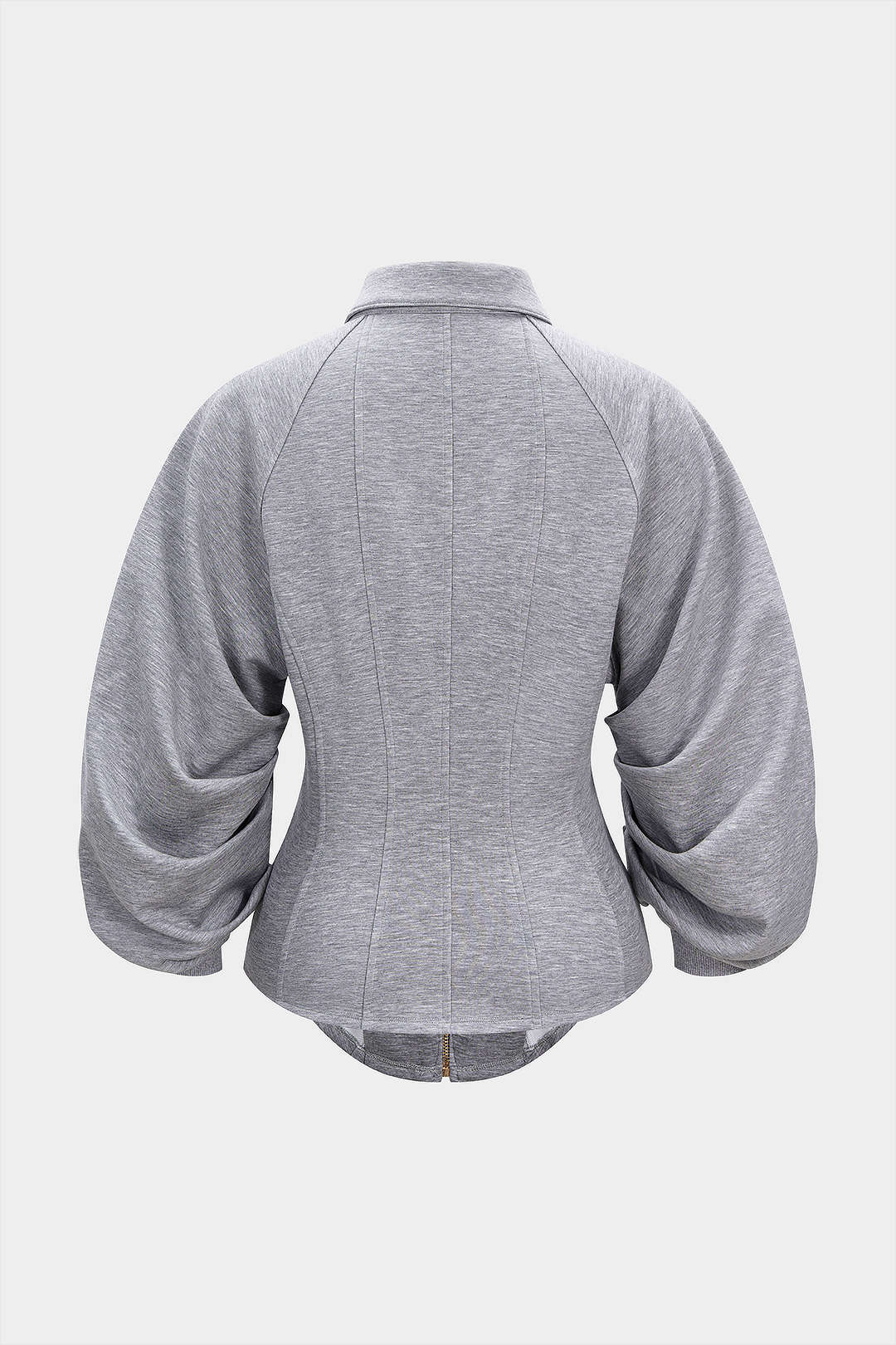 Sweater met rits, ruches en getailleerde pasvorm