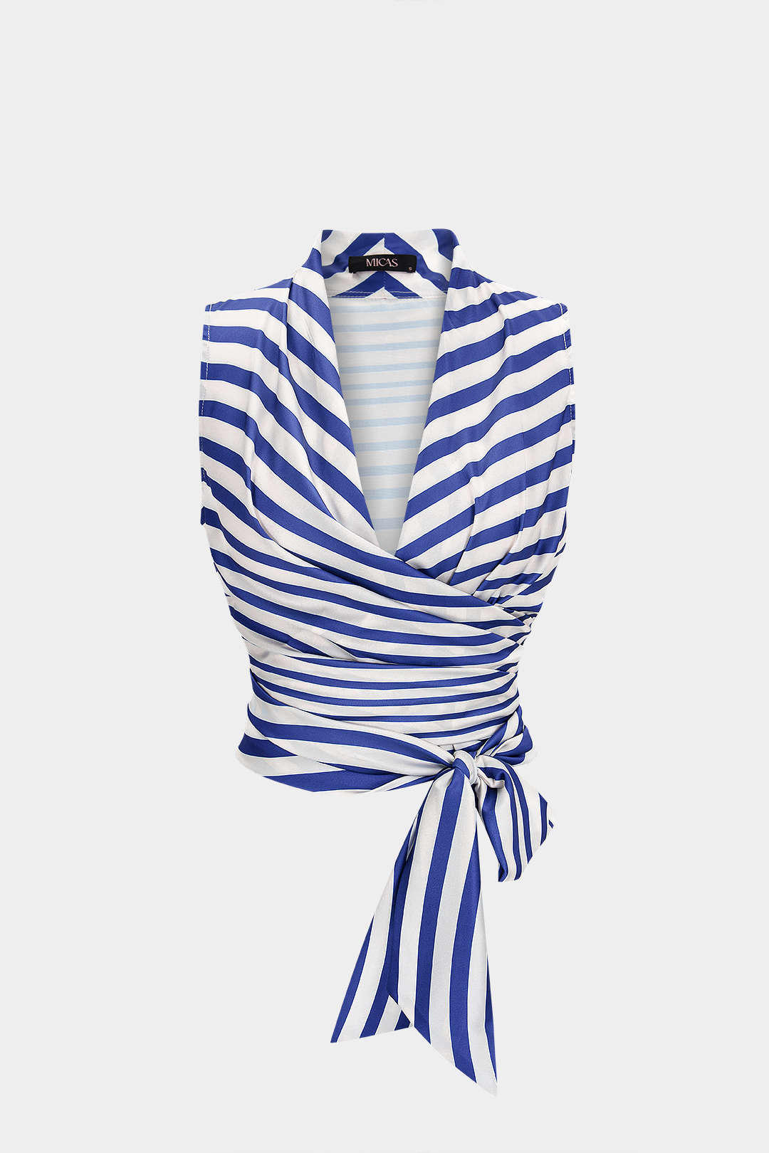 Gestreepte satijnen tanktop met strik