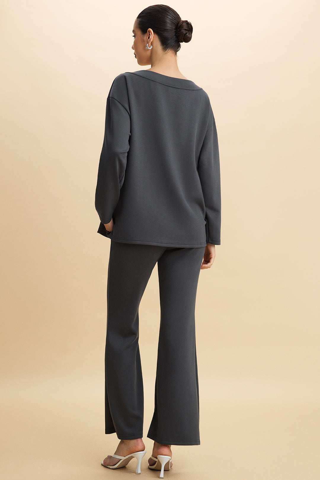 Effen pantalon met strik