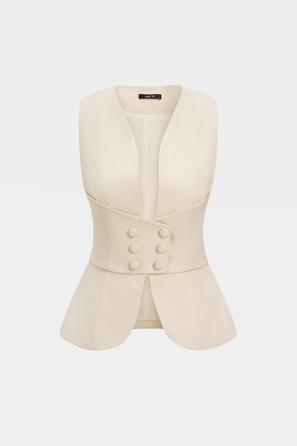 Effen gilet met V-hals en knoopjes
