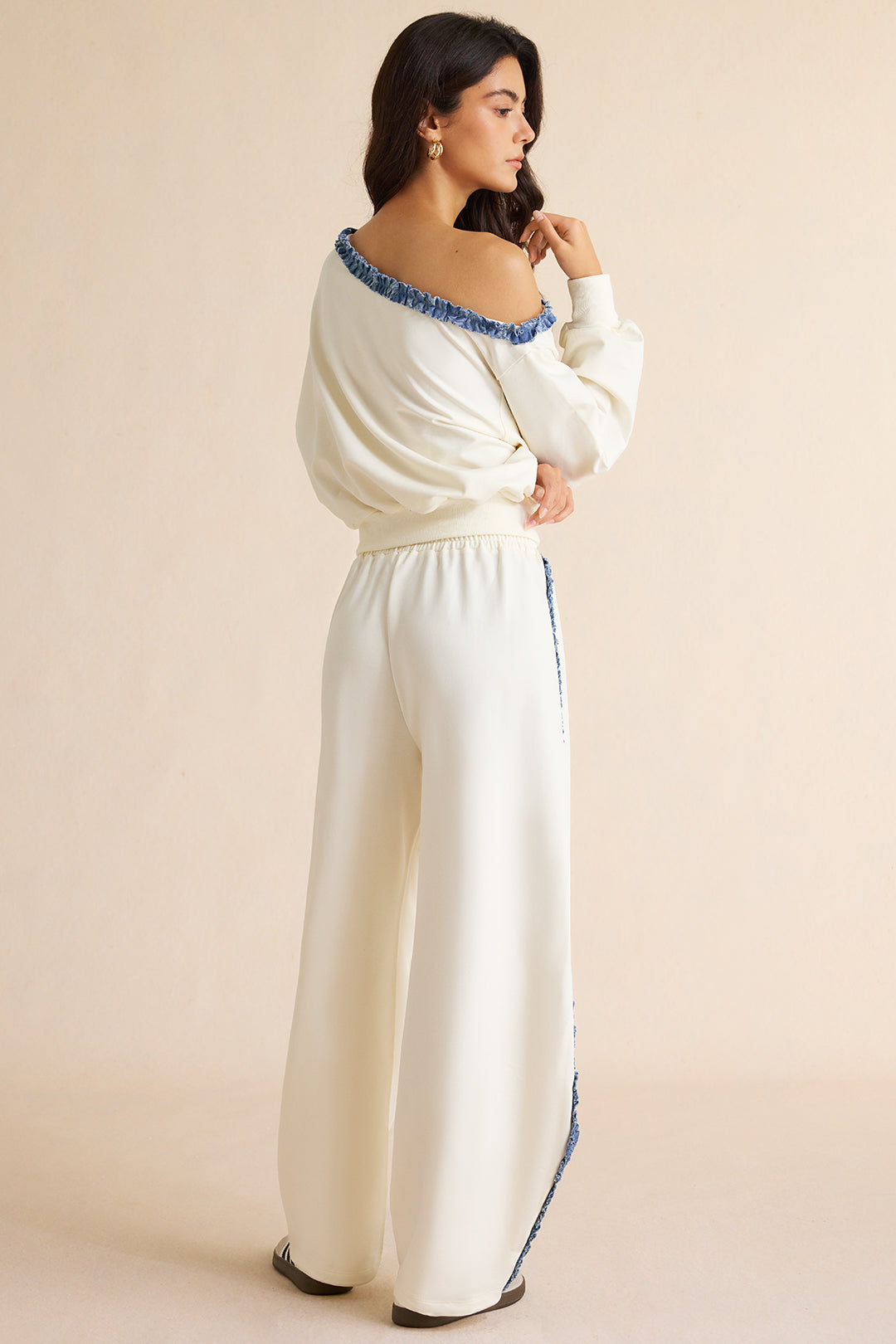 Patchwork denim broek