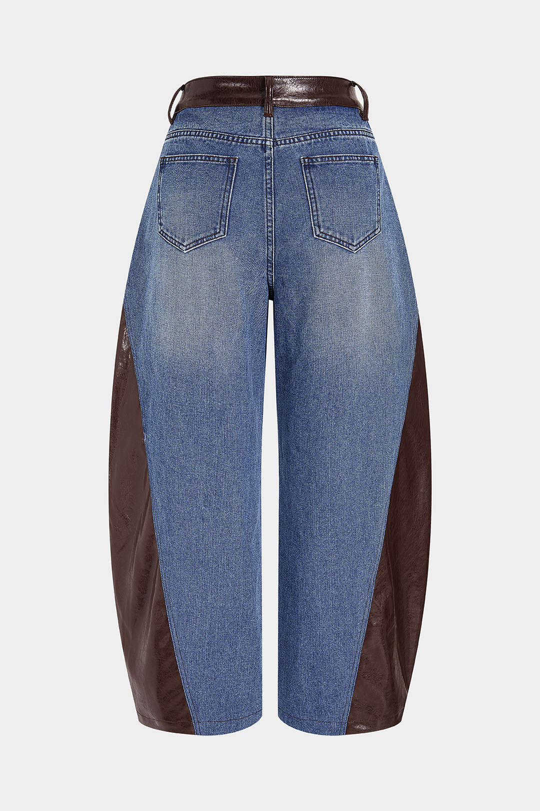 Denim patchwork broek met hoge taille