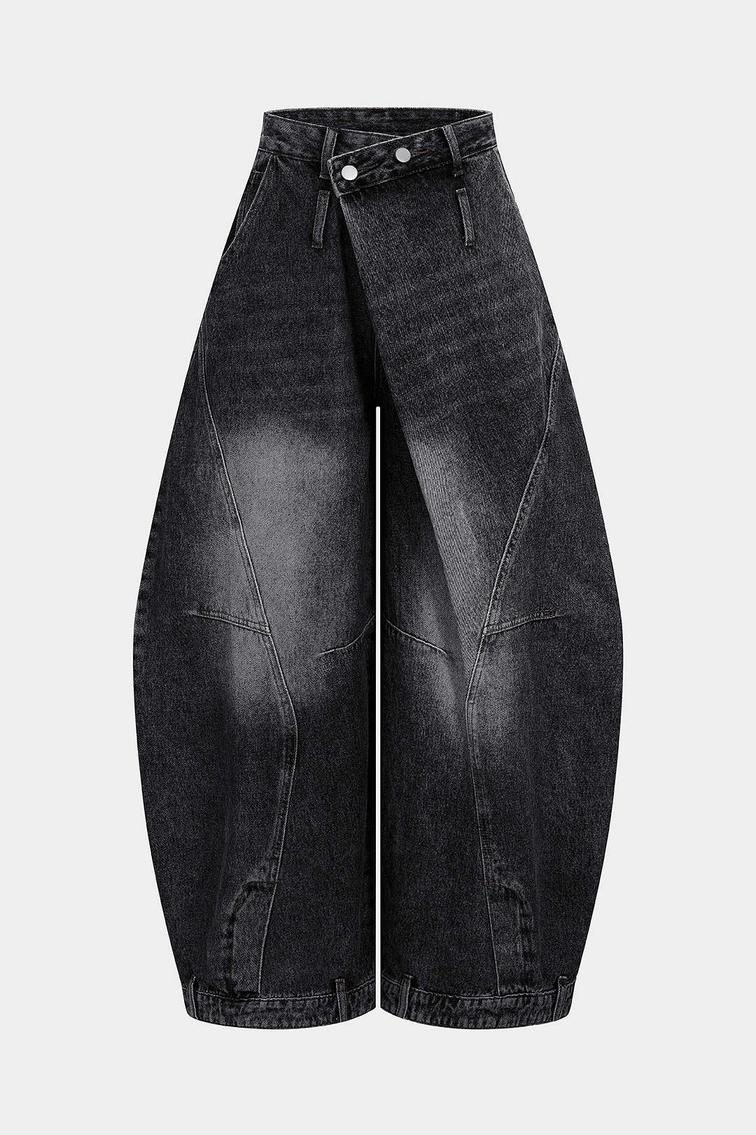 Verwassen jeans met hoge taille en ballonmodel