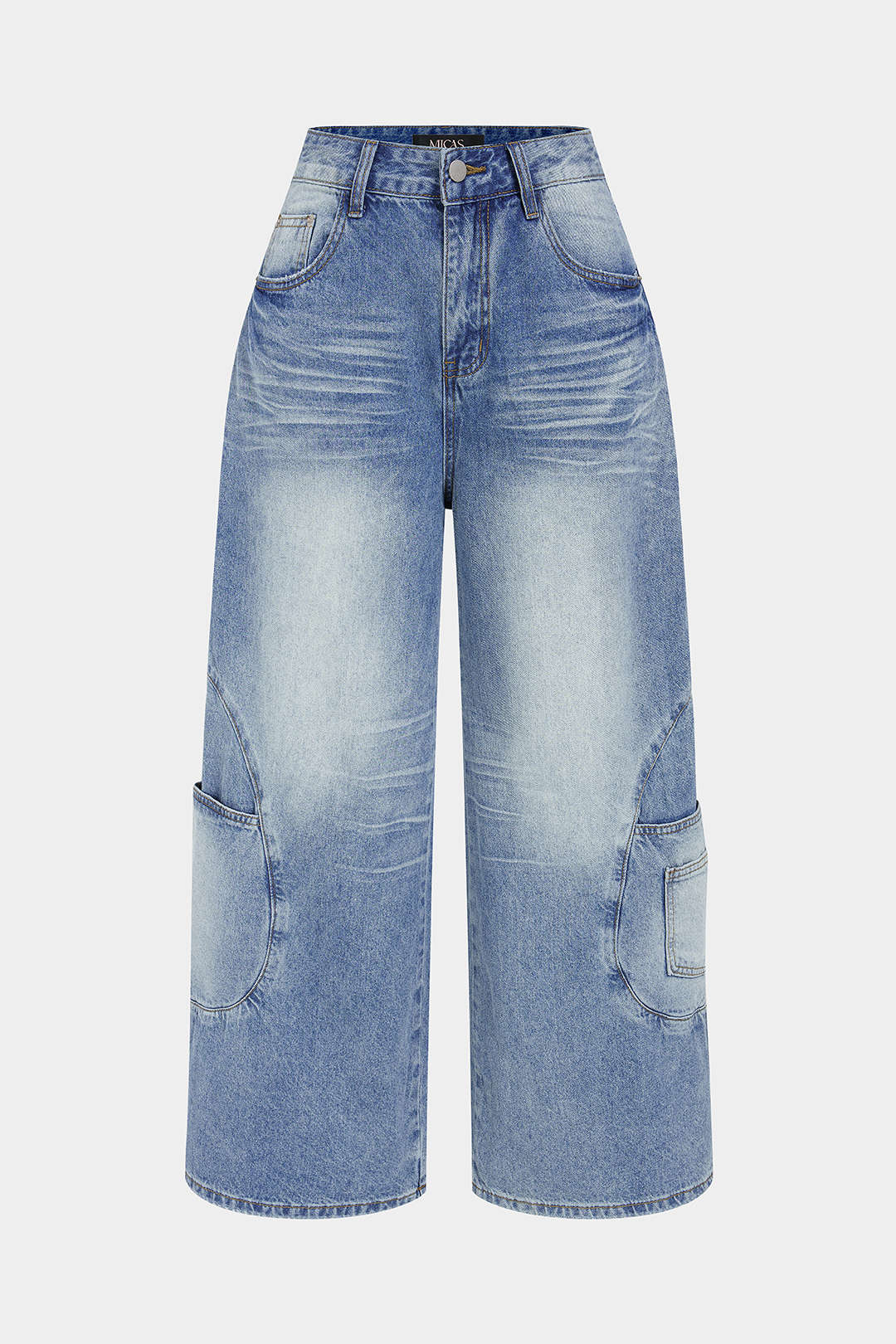 Jeans met zakken, hoge taille en wijde pijpen
