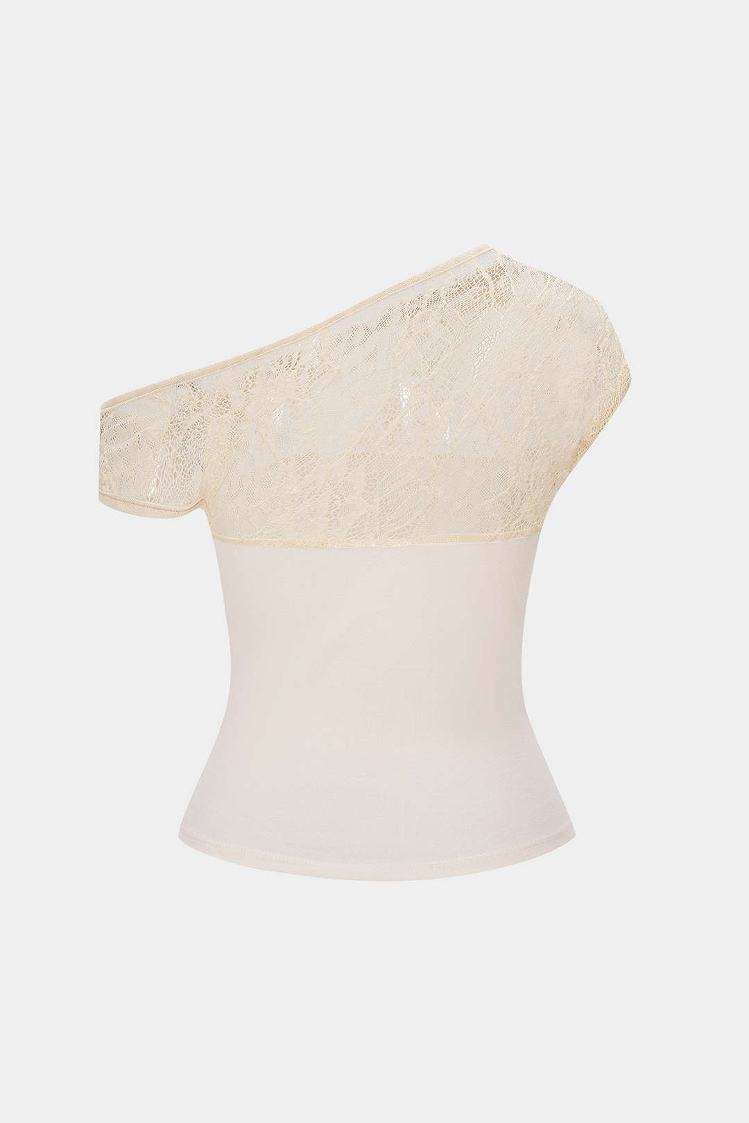Patchwork mouwloze top met kant en gedraaid detail