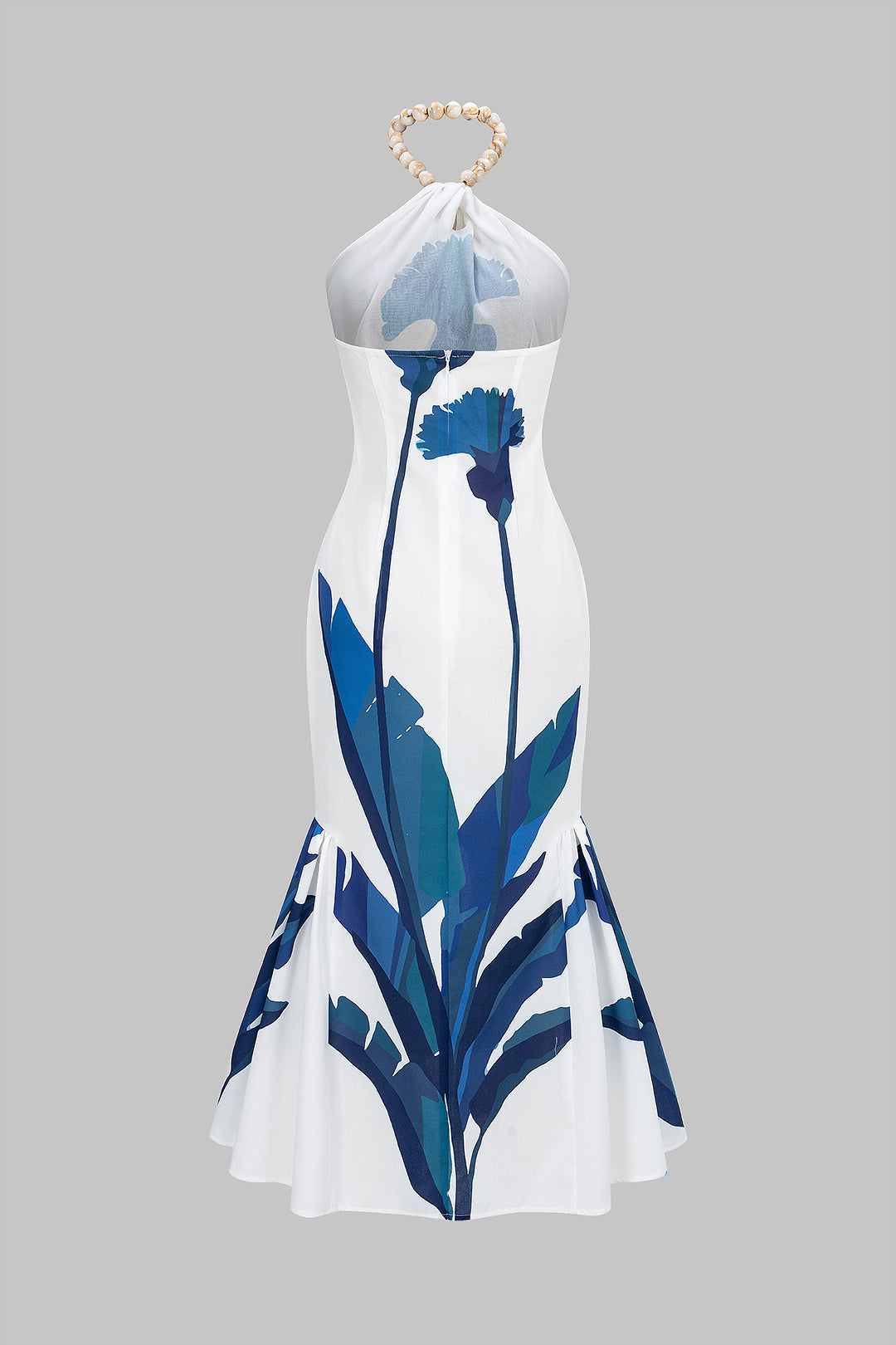 Bloemenprint mouwloze maxijurk met halternek